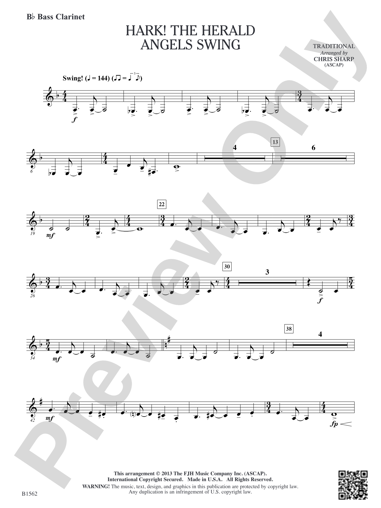 Hark! The Herald Angels Swing: B-flat Bass Clarinet