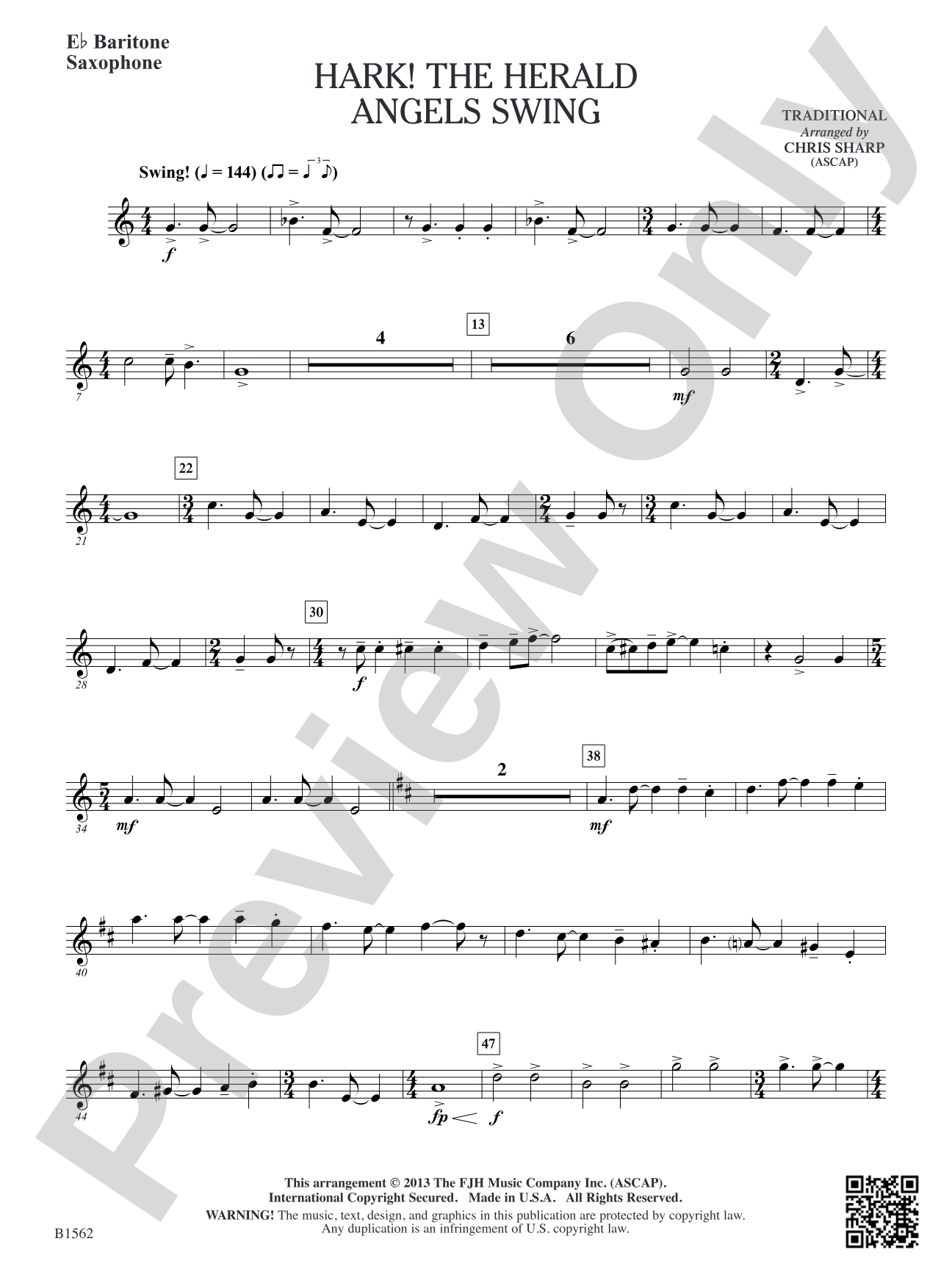 Hark! The Herald Angels Swing: E-flat Baritone Saxophone
