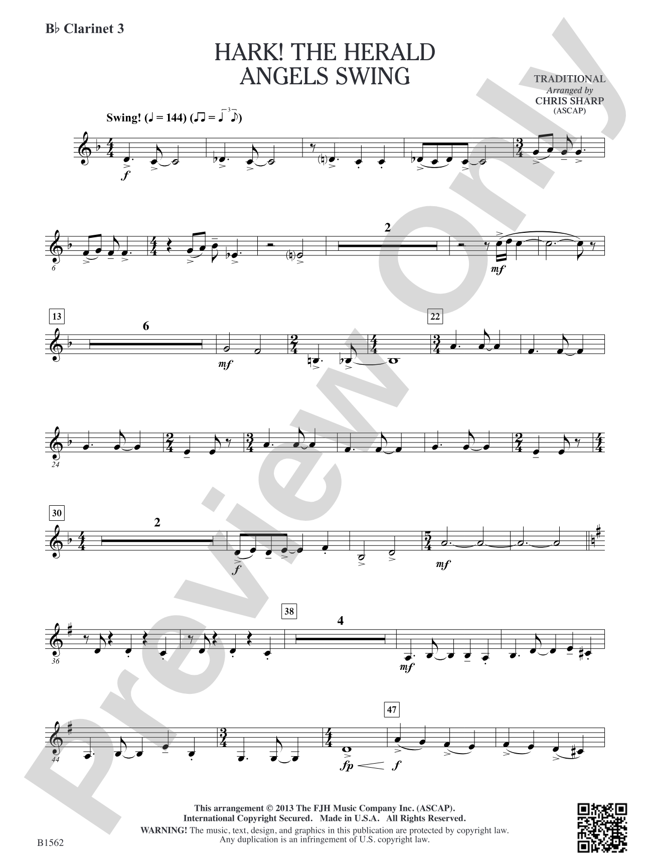 Hark! The Herald Angels Swing: B-flat Clarinet 3
