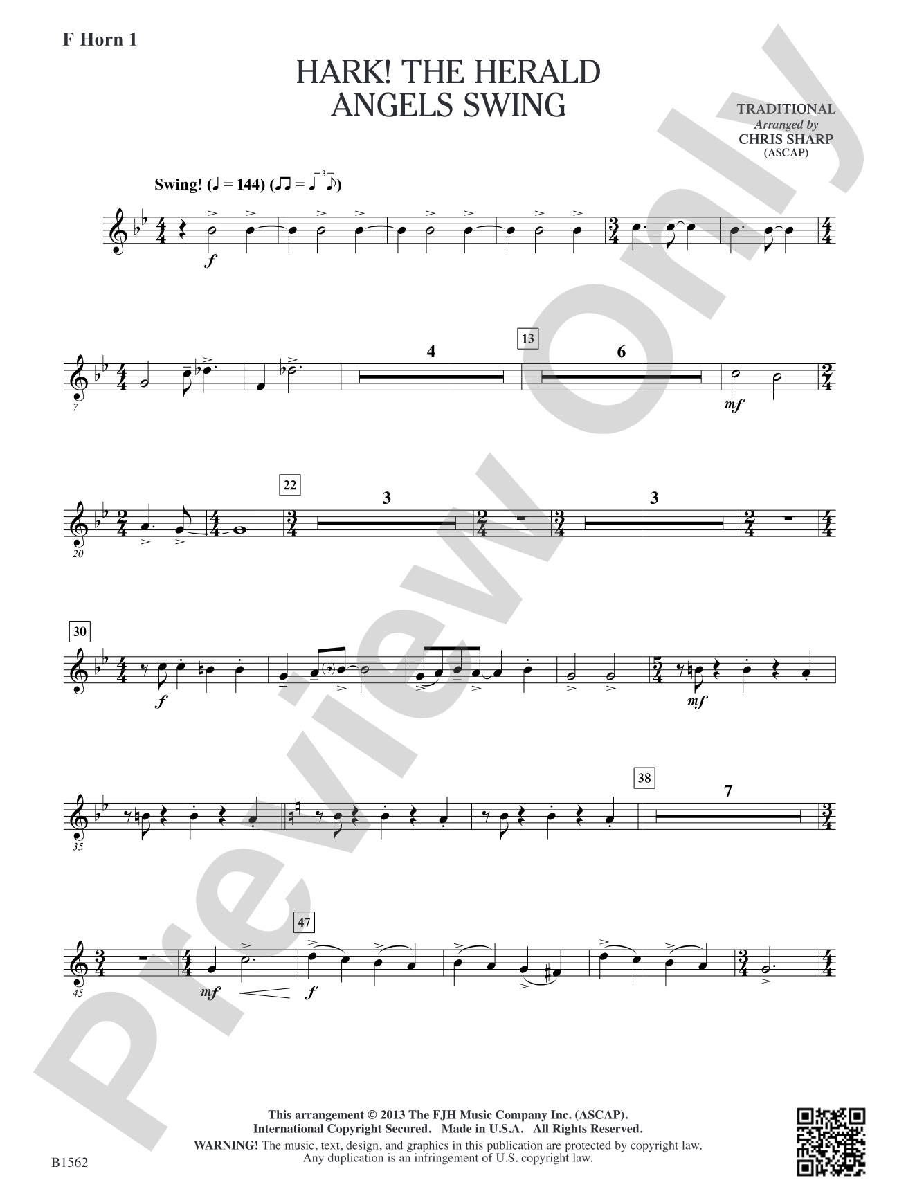 Hark! The Herald Angels Swing: F Horn 1