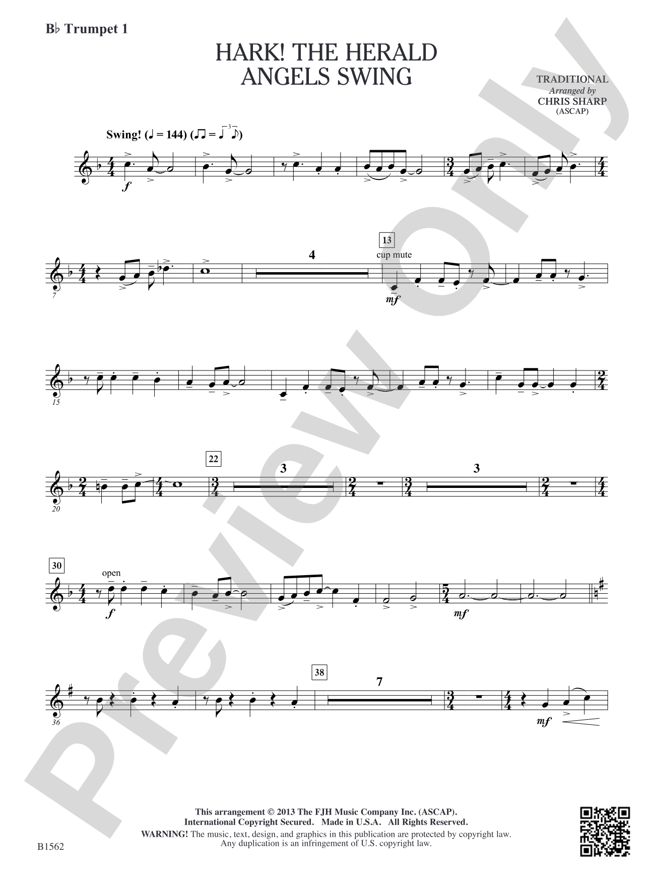 Hark! The Herald Angels Swing: B-flat Trumpet 1