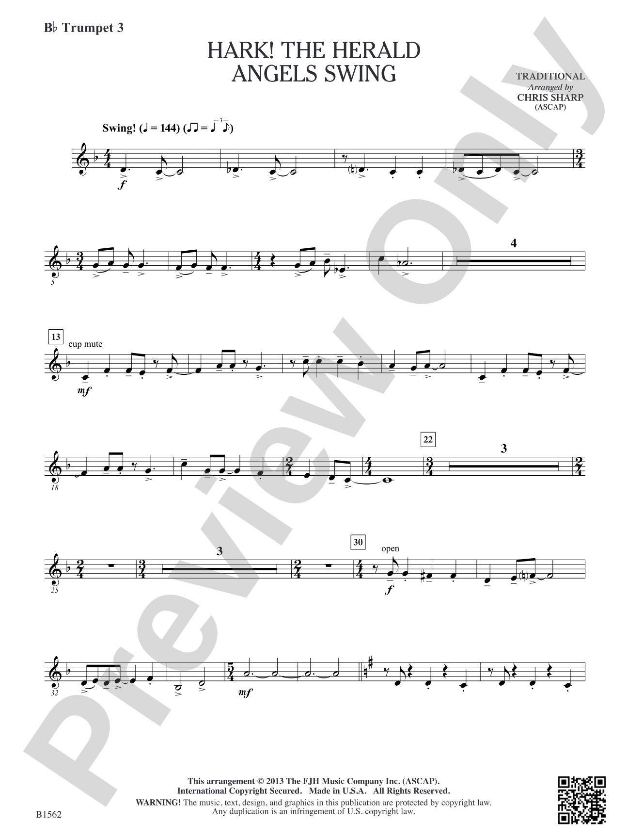 Hark! The Herald Angels Swing: B-flat Trumpet 3