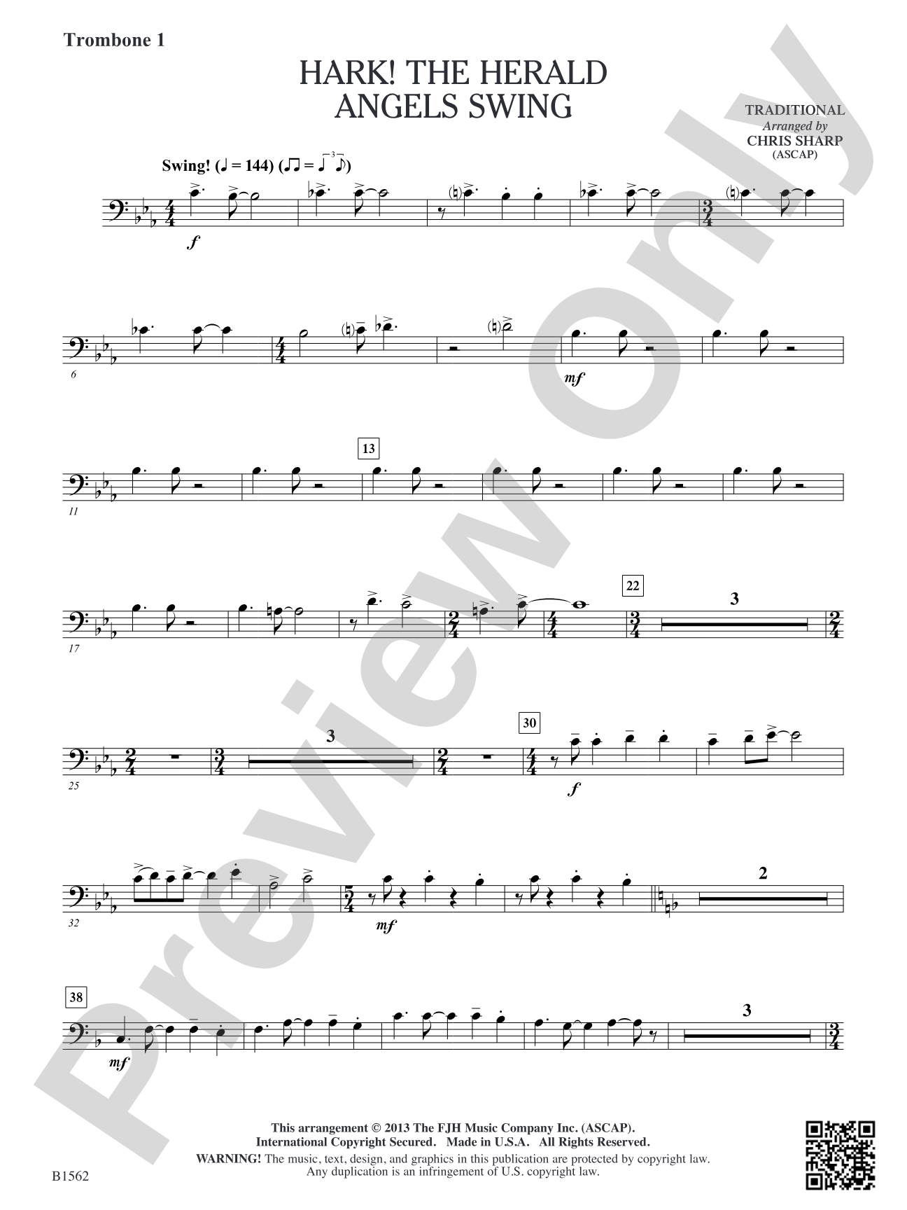Hark! The Herald Angels Swing: Trombone 1