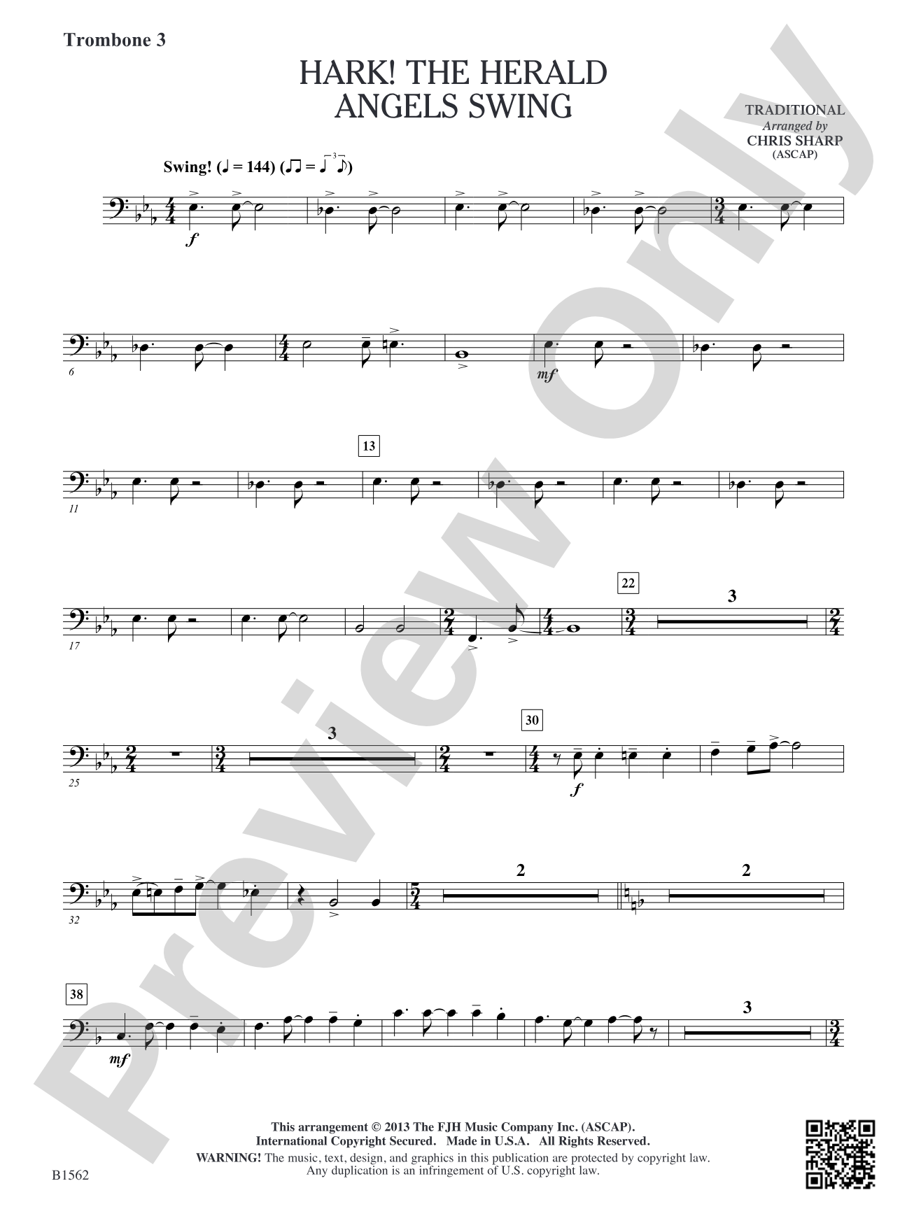 Hark! The Herald Angels Swing: Trombone 3