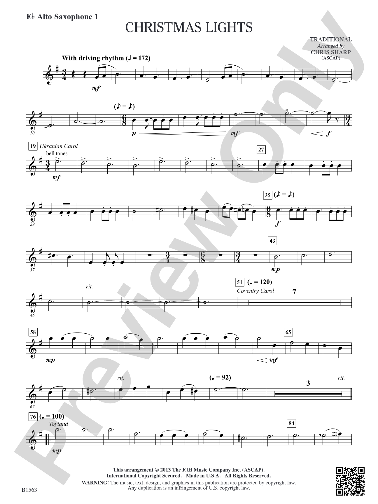 Christmas Lights: E-flat Alto Saxophone 1