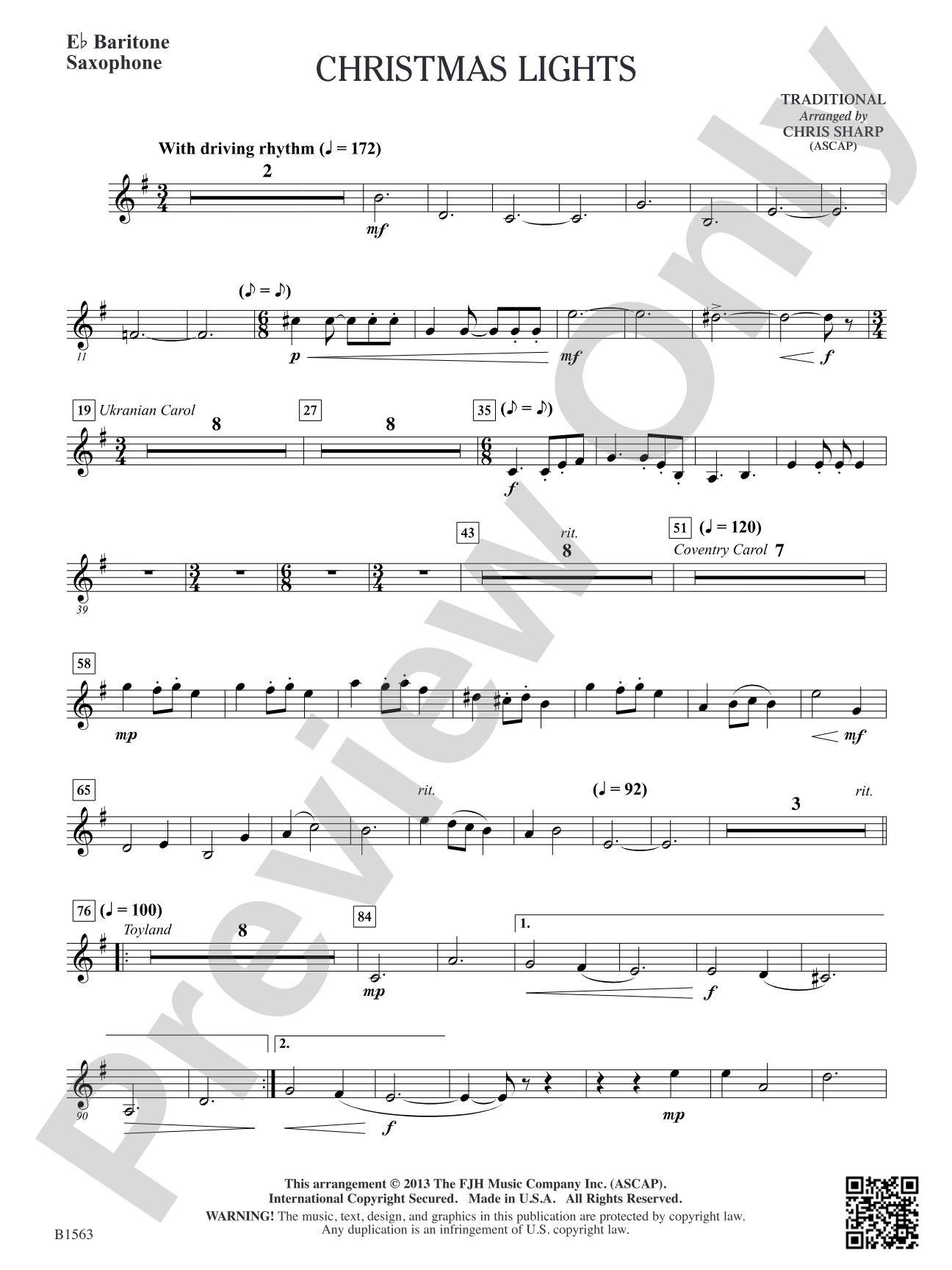 Christmas Lights: E-flat Baritone Saxophone