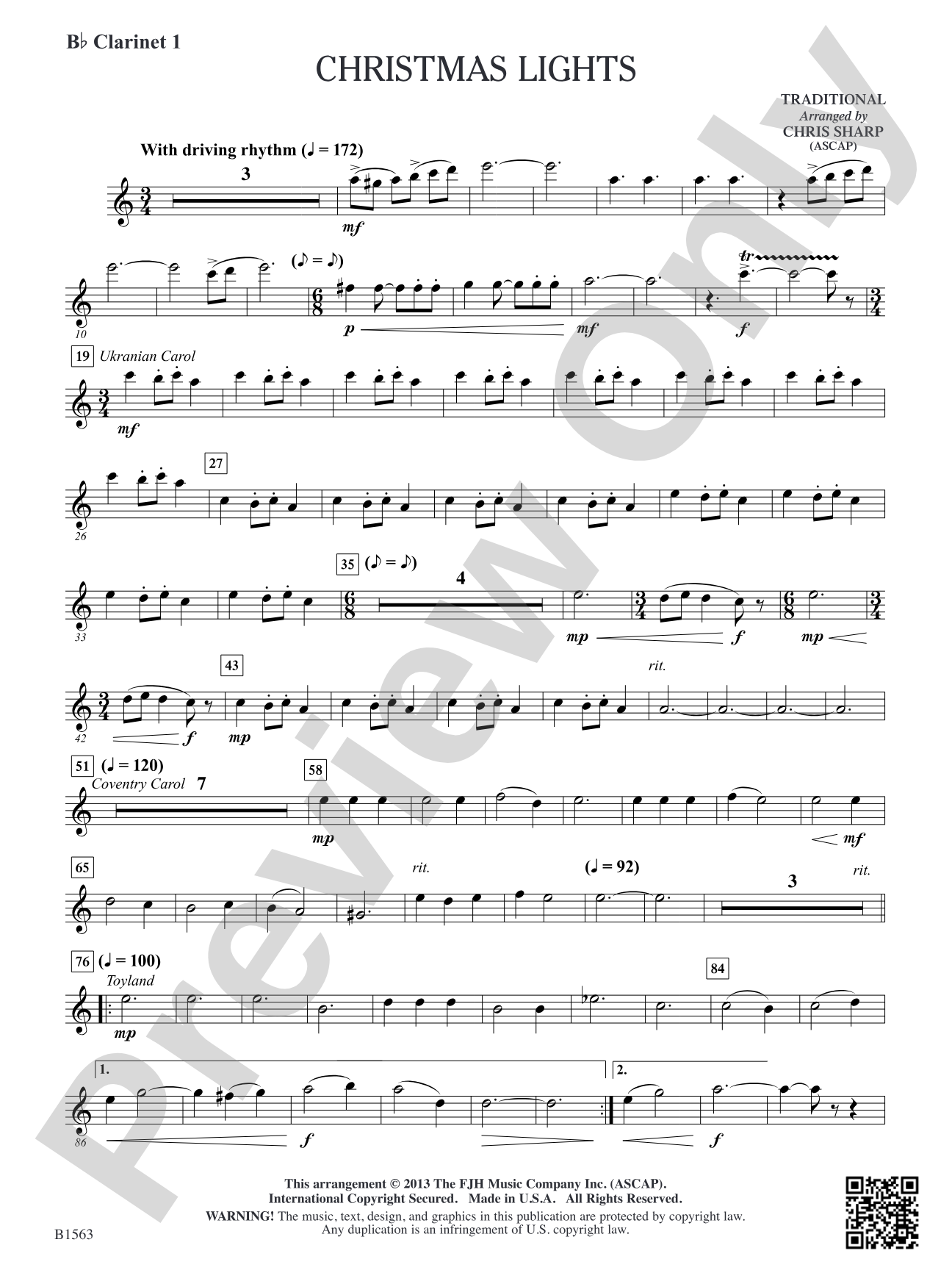 Christmas Lights: B-flat Clarinet 1