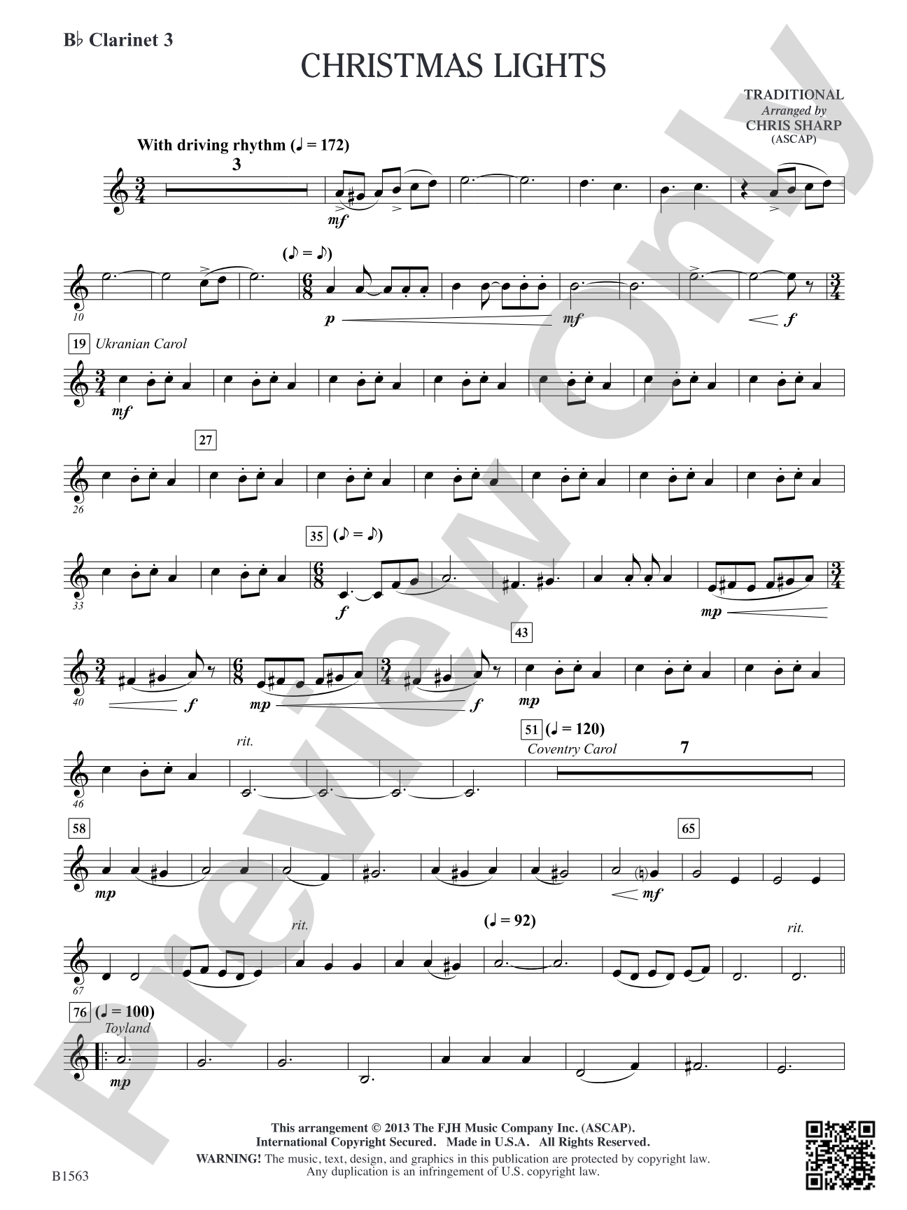 Christmas Lights: B-flat Clarinet 3
