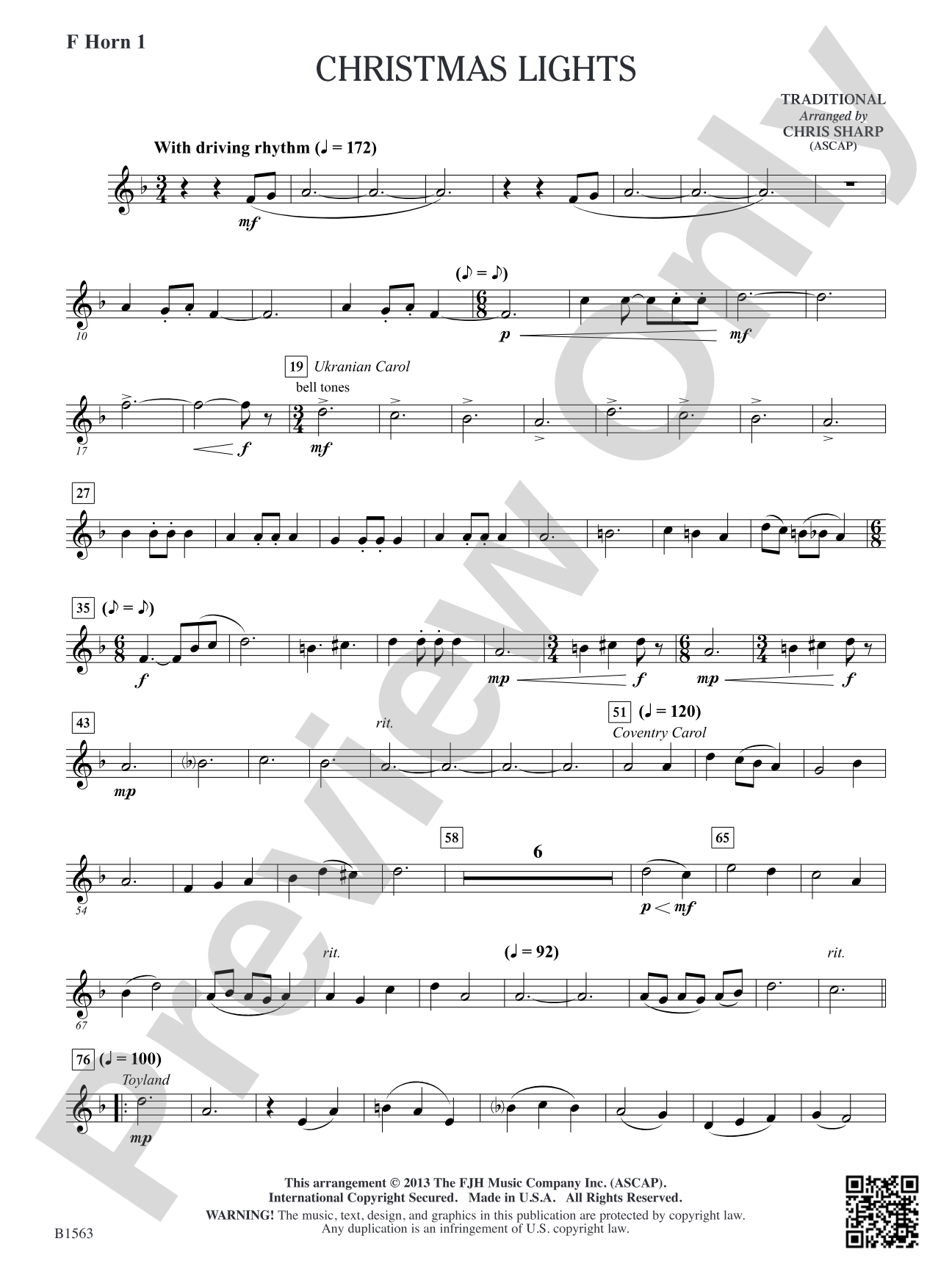 Christmas Lights: F Horn 1