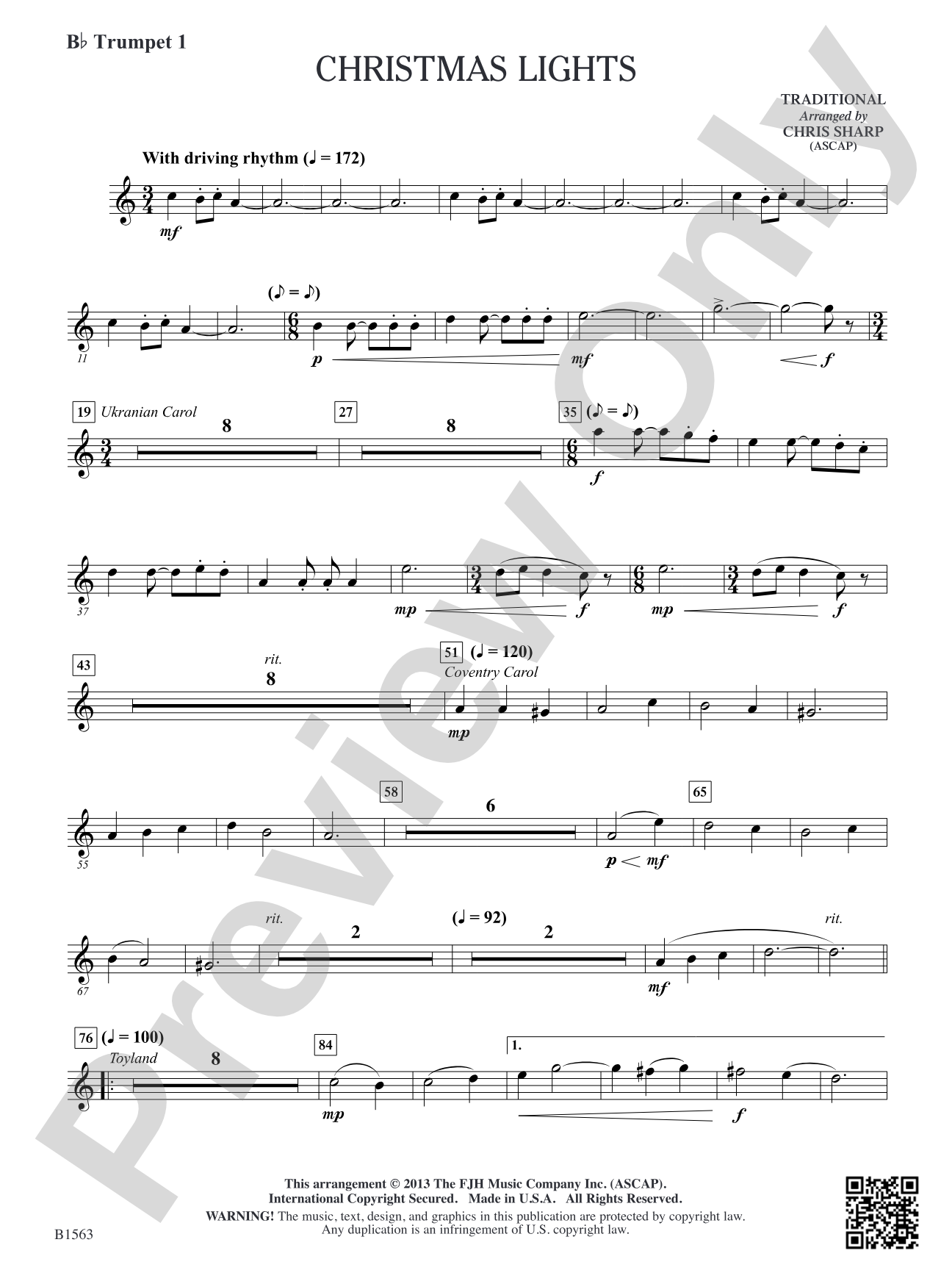 Christmas Lights: B-flat Trumpet 1