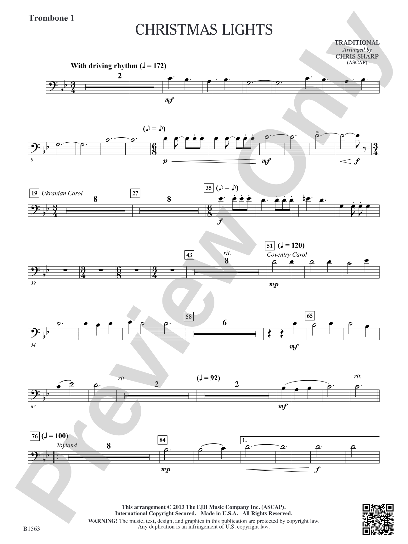 Christmas Lights: Trombone 1