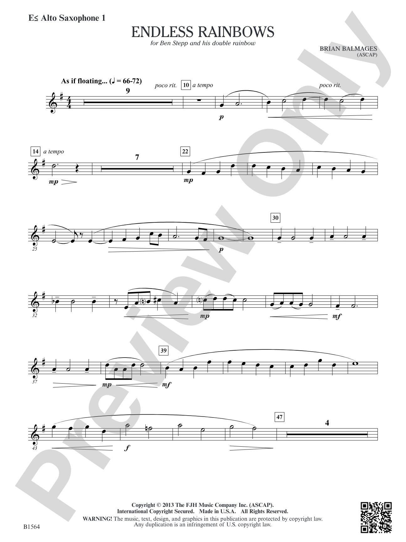Endless Rainbows: E-flat Alto Saxophone 1