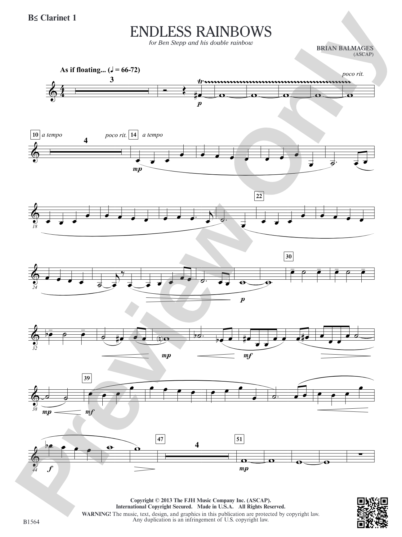Endless Rainbows: B-flat Clarinet 1