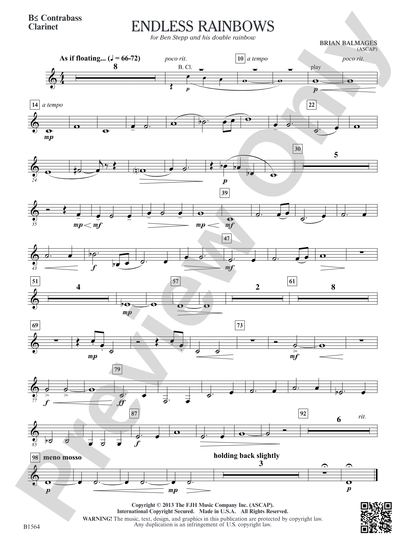 Endless Rainbows: B-flat Contrabass Clarinet (opt.)