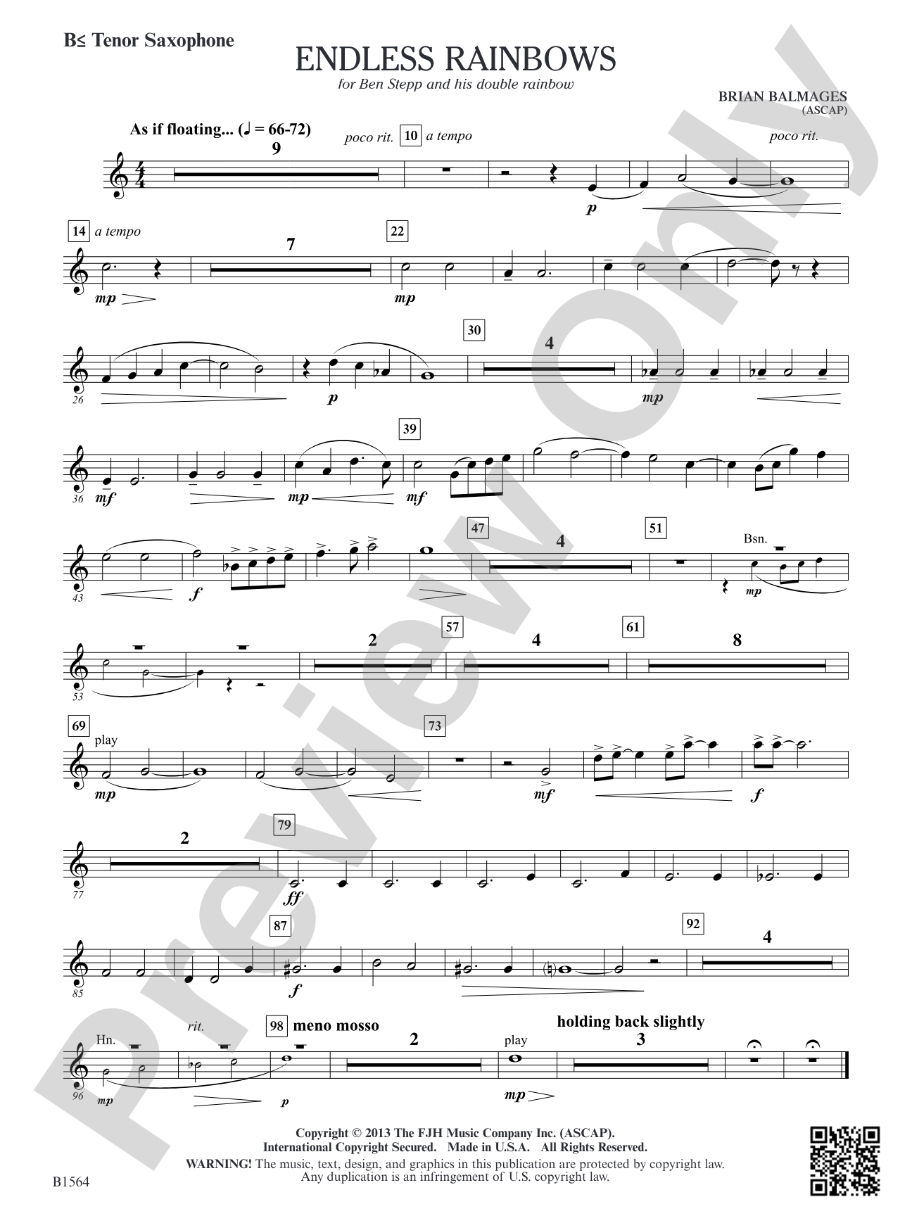 Endless Rainbows: B-flat Tenor Saxophone
