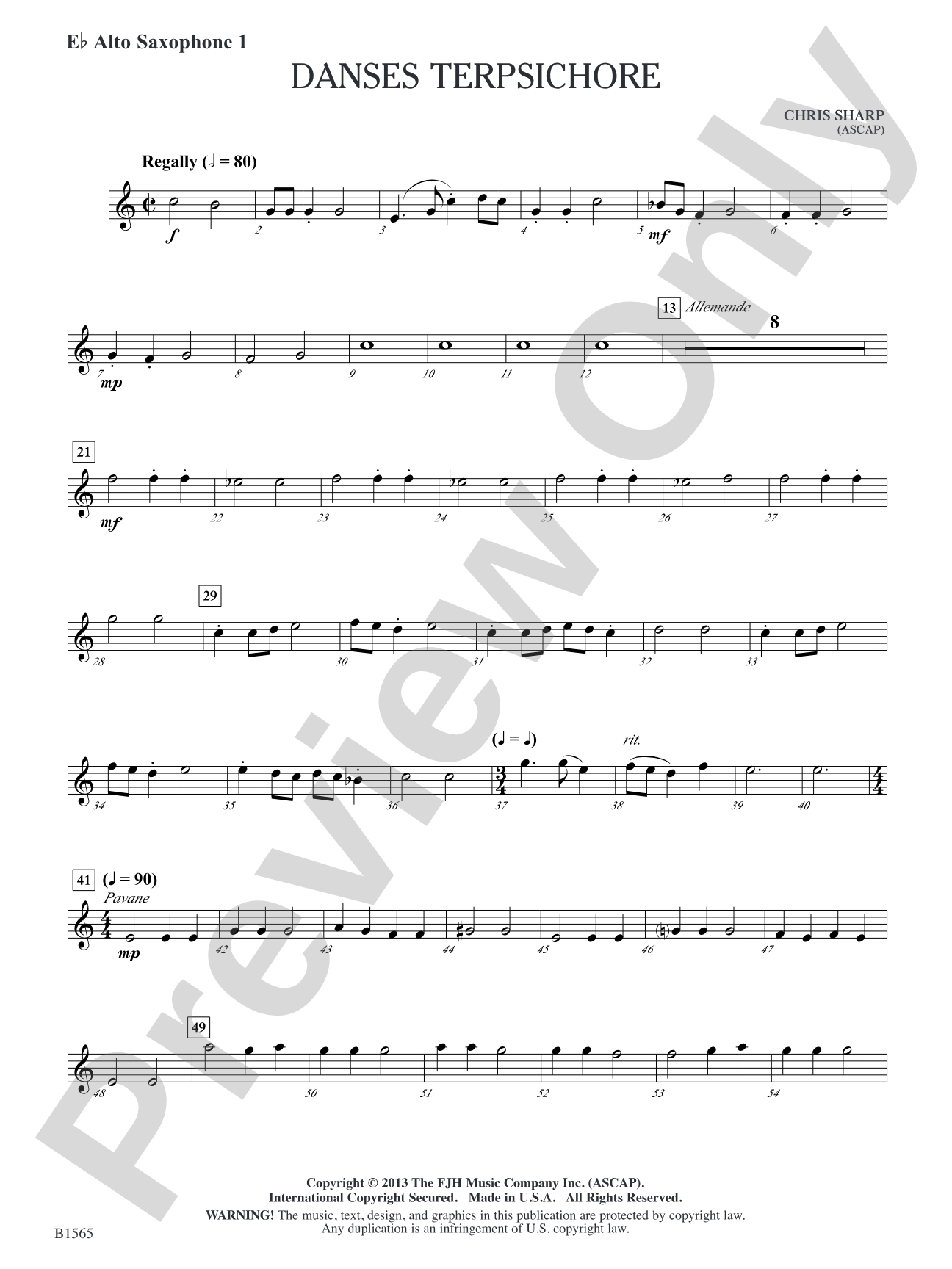 Danses Terpsichore: E-flat Alto Saxophone 1