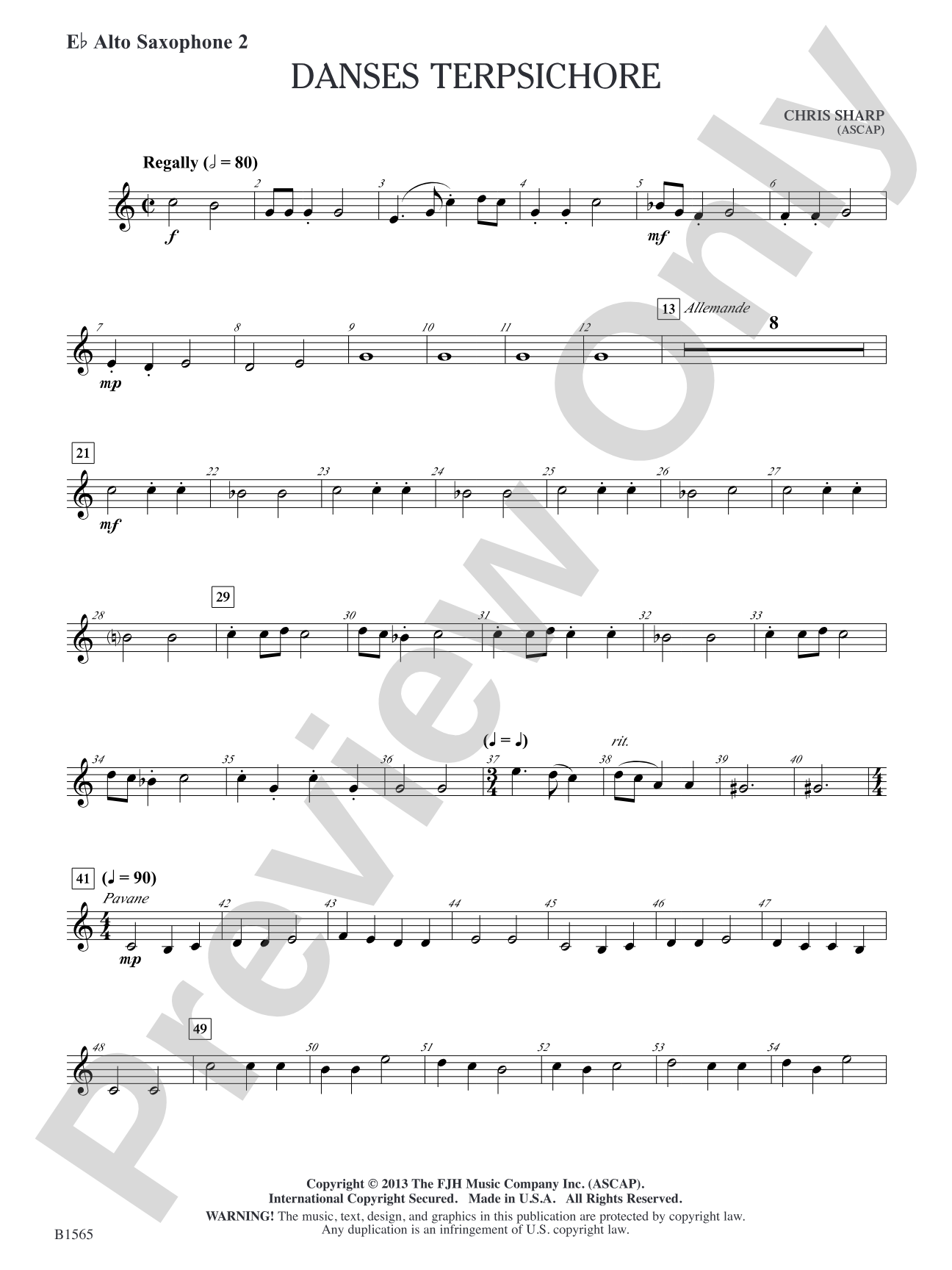 Danses Terpsichore: E-flat Alto Saxophone 2