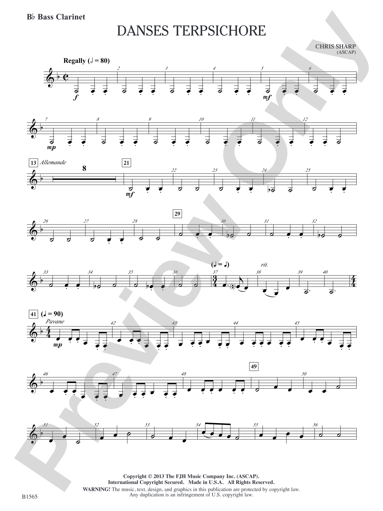Danses Terpsichore: B-flat Bass Clarinet
