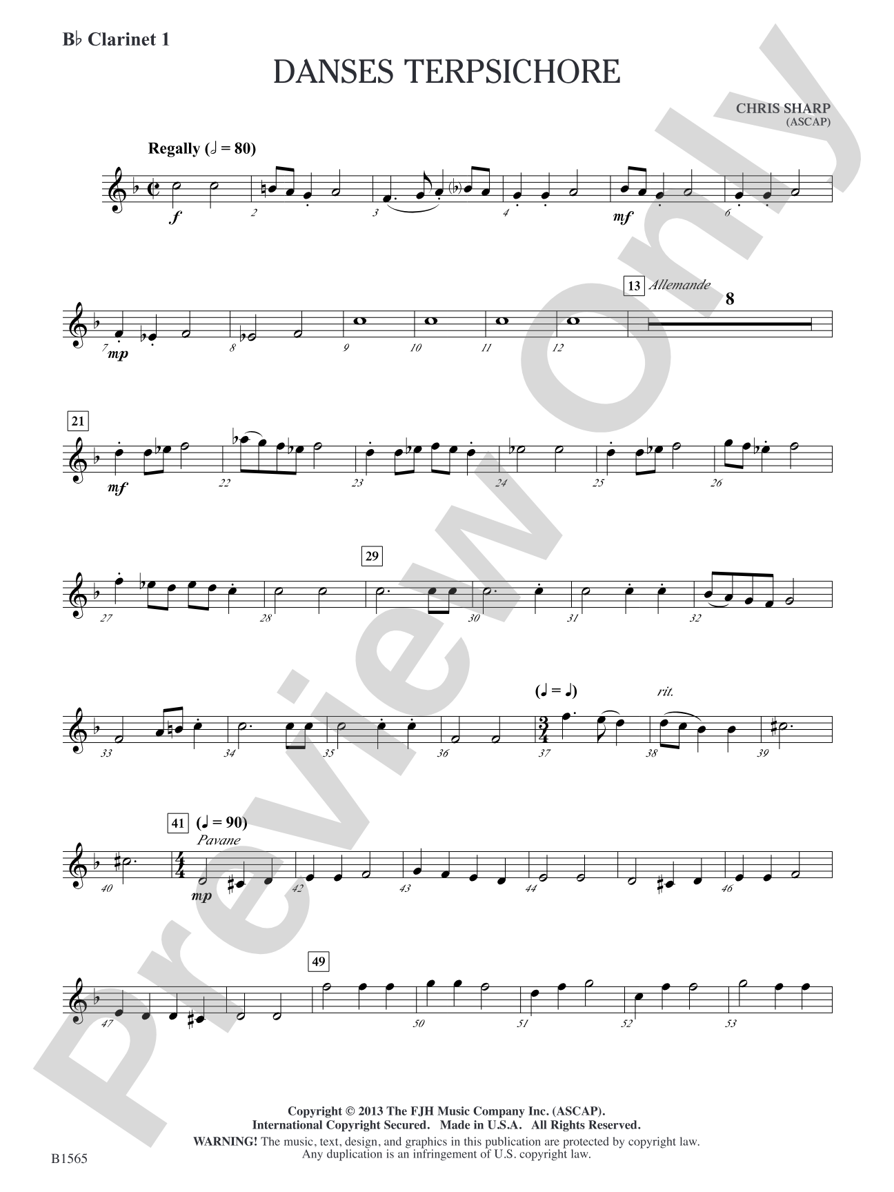 Danses Terpsichore: B-flat Clarinet 1