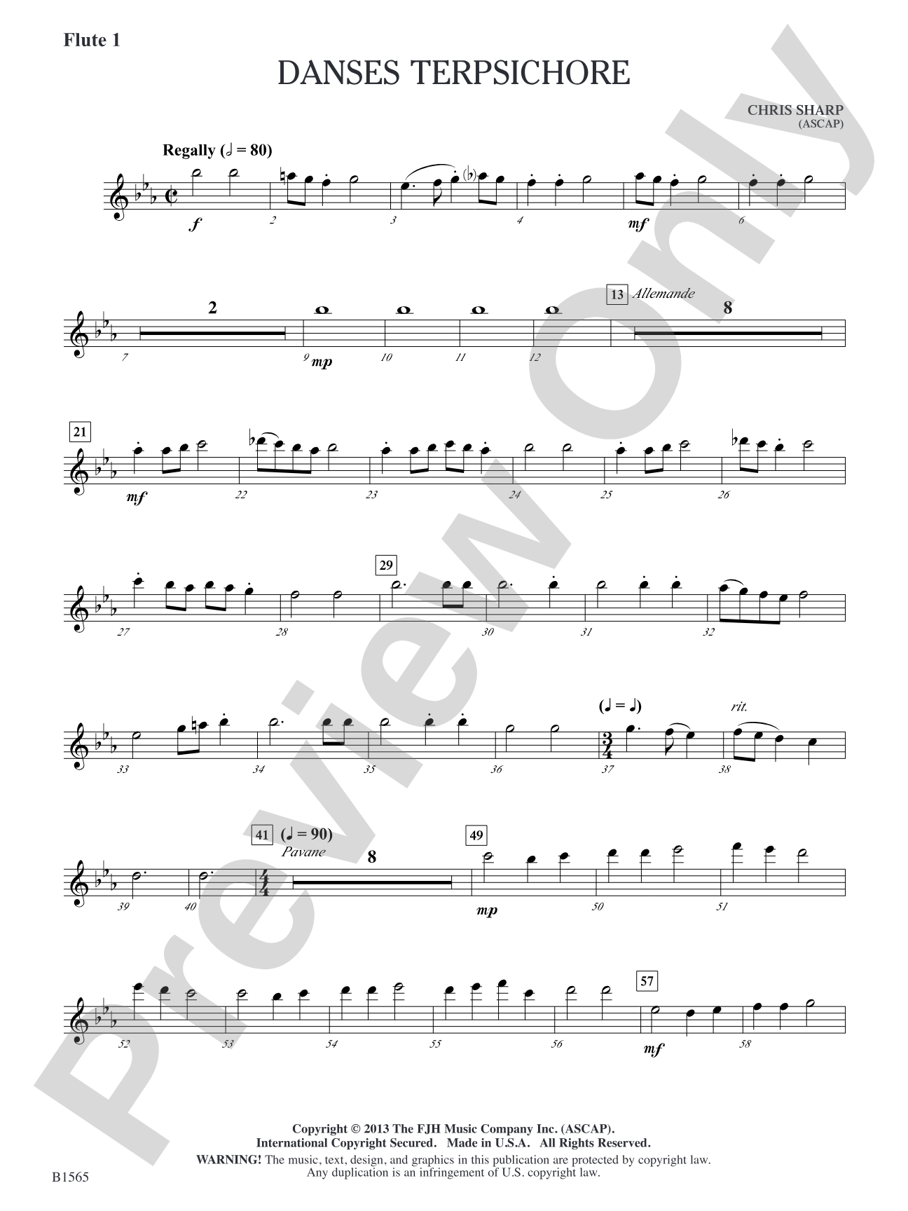 Danses Terpsichore: Flute 1