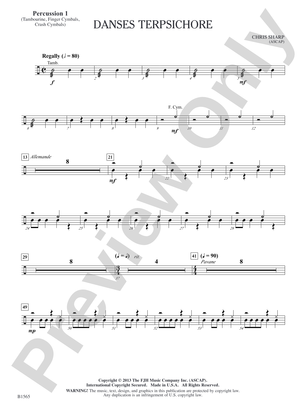 Danses Terpsichore: Percussion 1