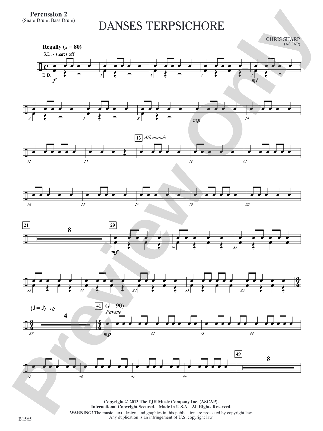 Danses Terpsichore: Percussion 2