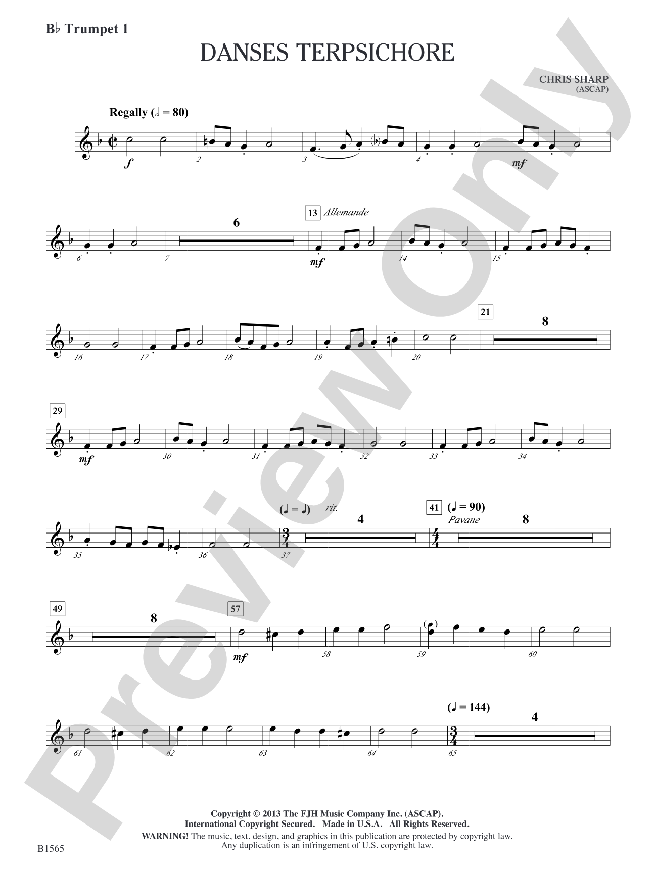 Danses Terpsichore: B-flat Trumpet 1