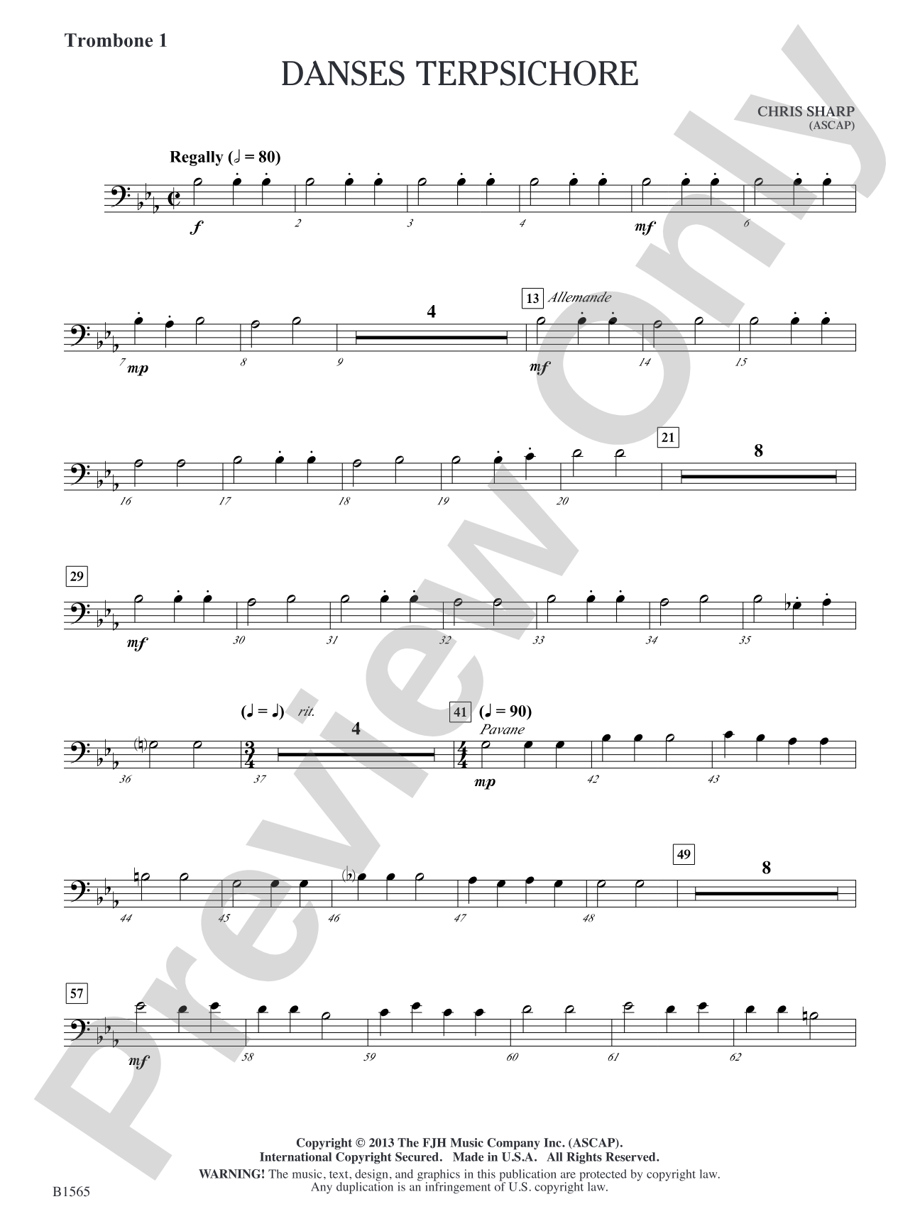 Danses Terpsichore: Trombone 1