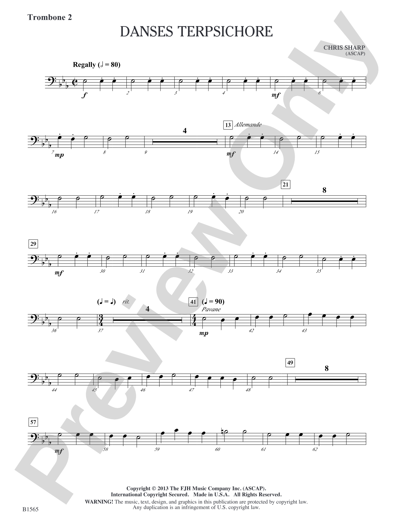 Danses Terpsichore: Trombone 2