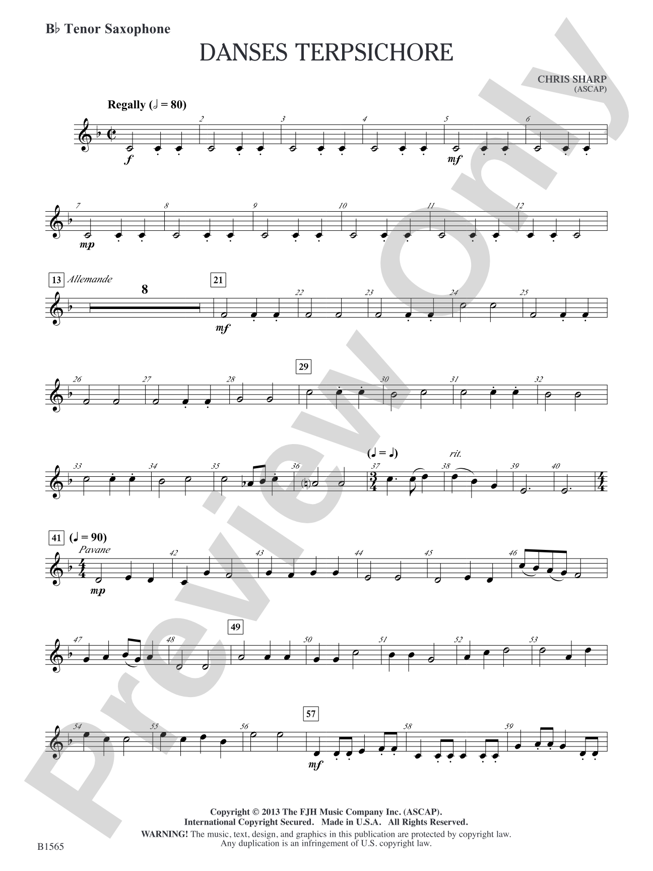 Danses Terpsichore: B-flat Tenor Saxophone