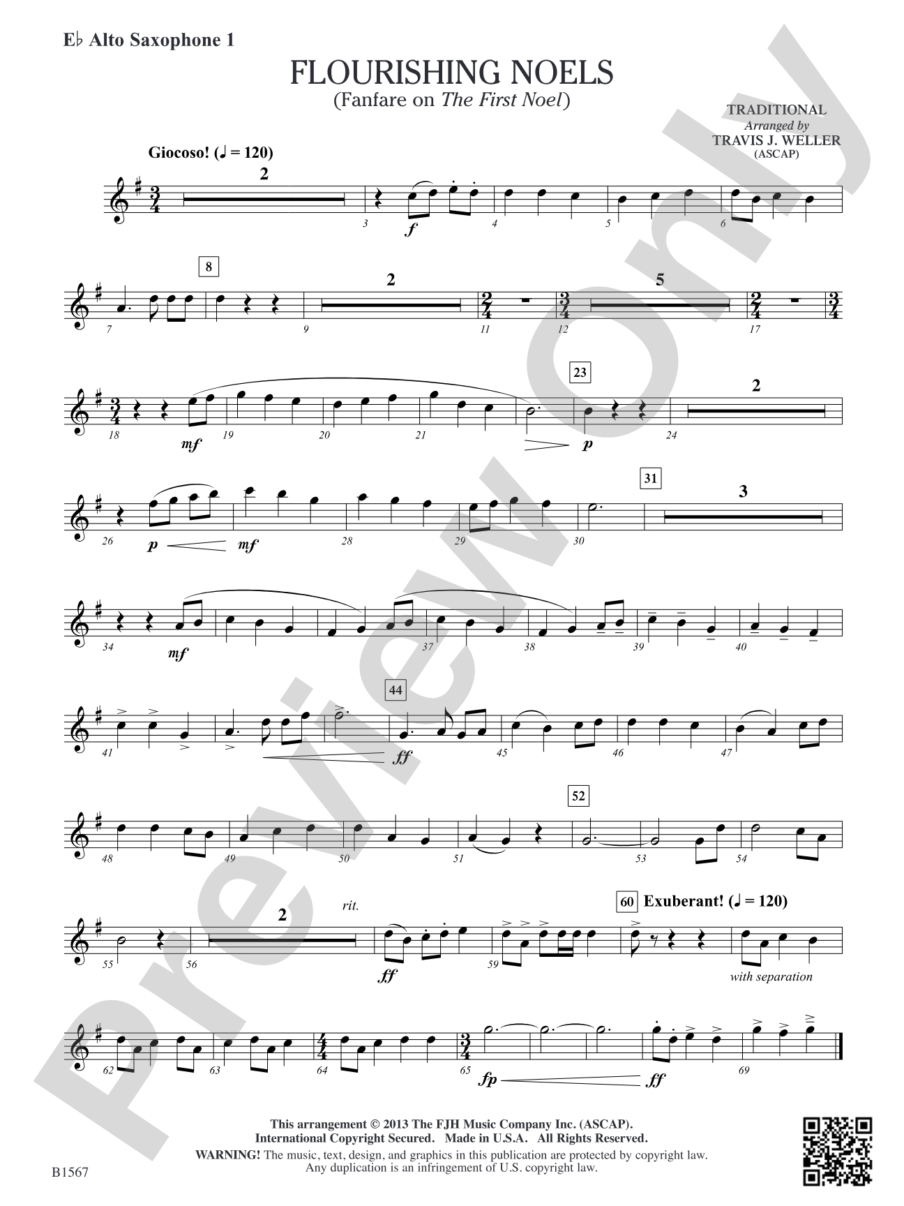 Flourishing Noels (Fanfare on The First Noel): E-flat Alto Saxophone 1