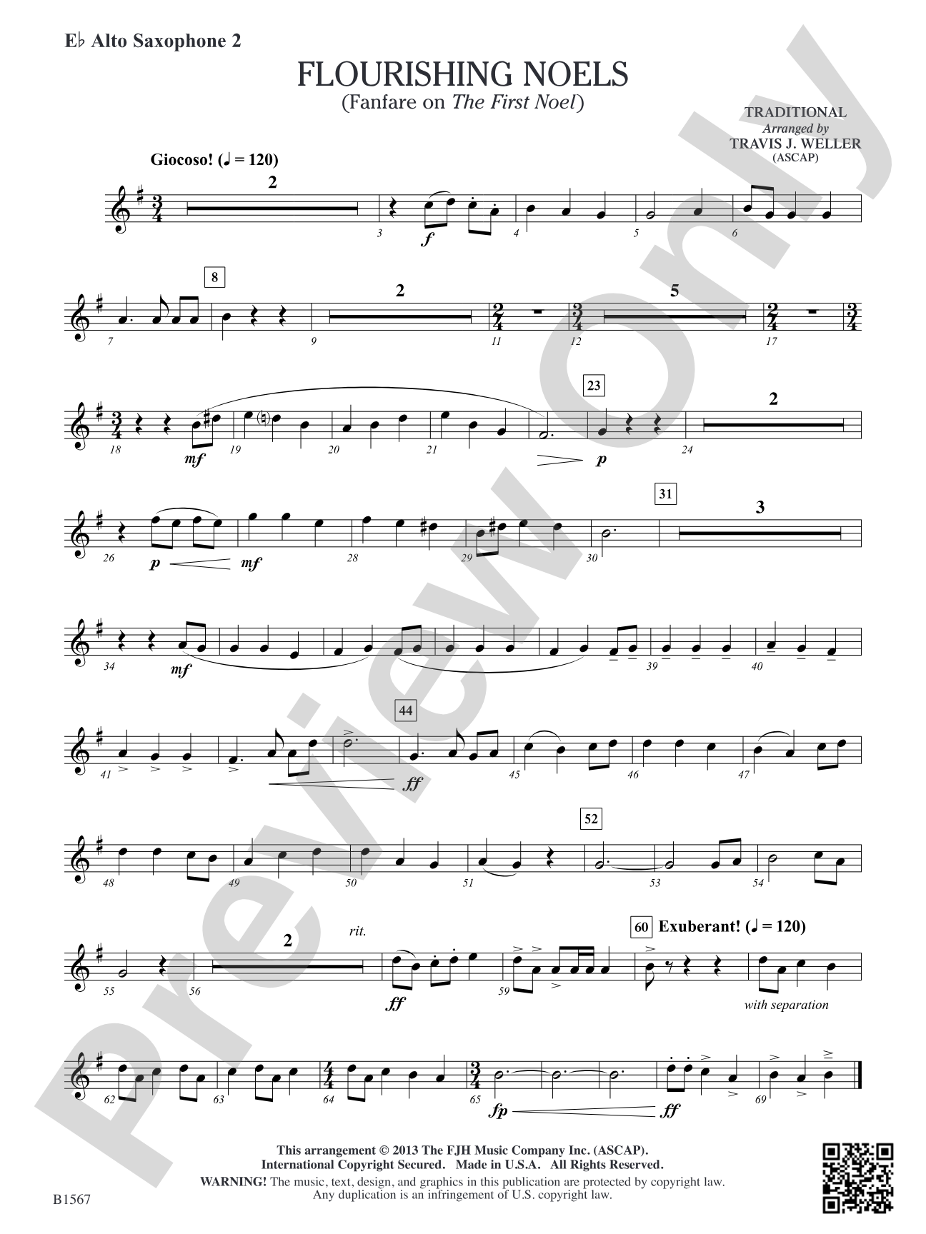 Flourishing Noels (Fanfare on The First Noel): E-flat Alto Saxophone 2