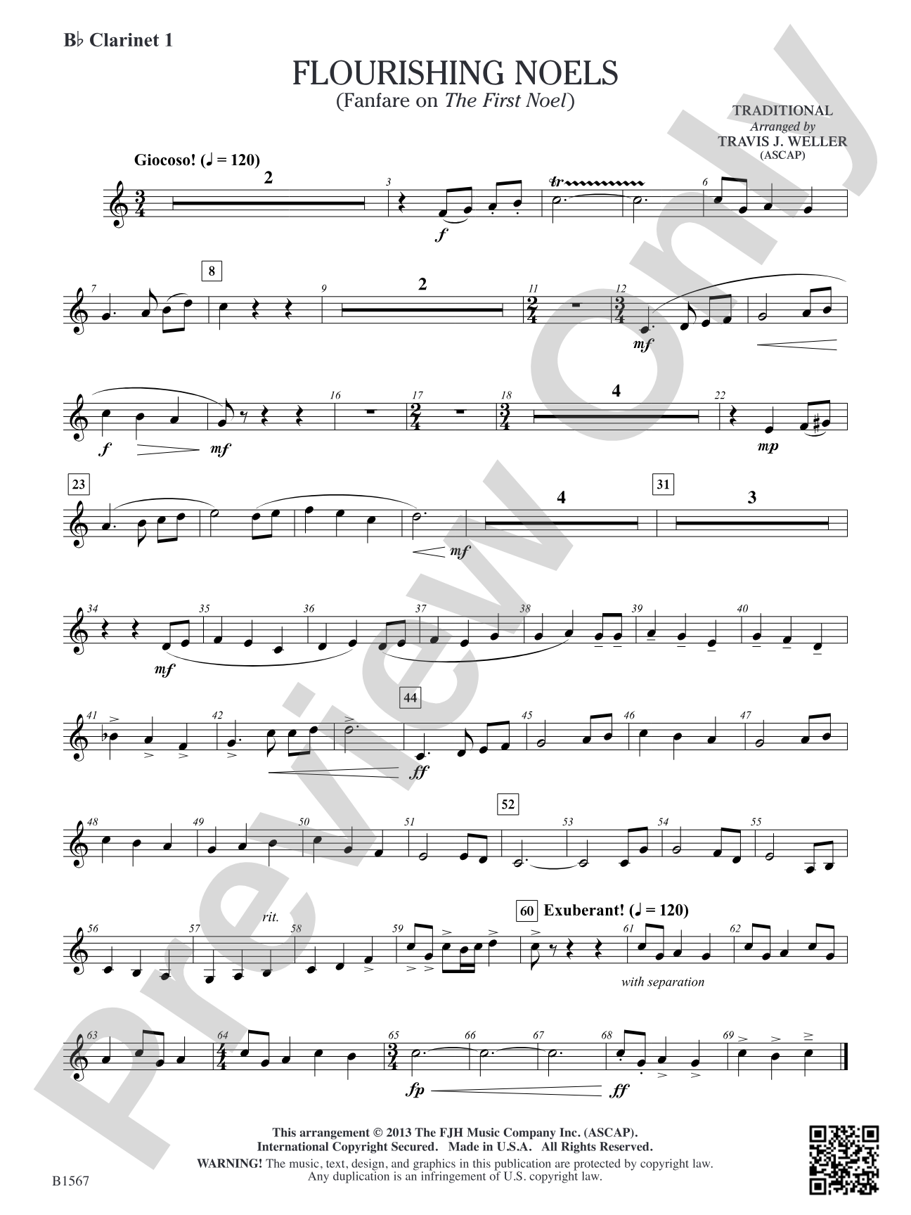 Flourishing Noels (Fanfare on The First Noel): B-flat Clarinet 1