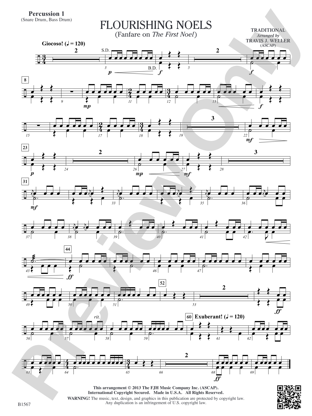 Flourishing Noels (Fanfare on The First Noel): Percussion 1