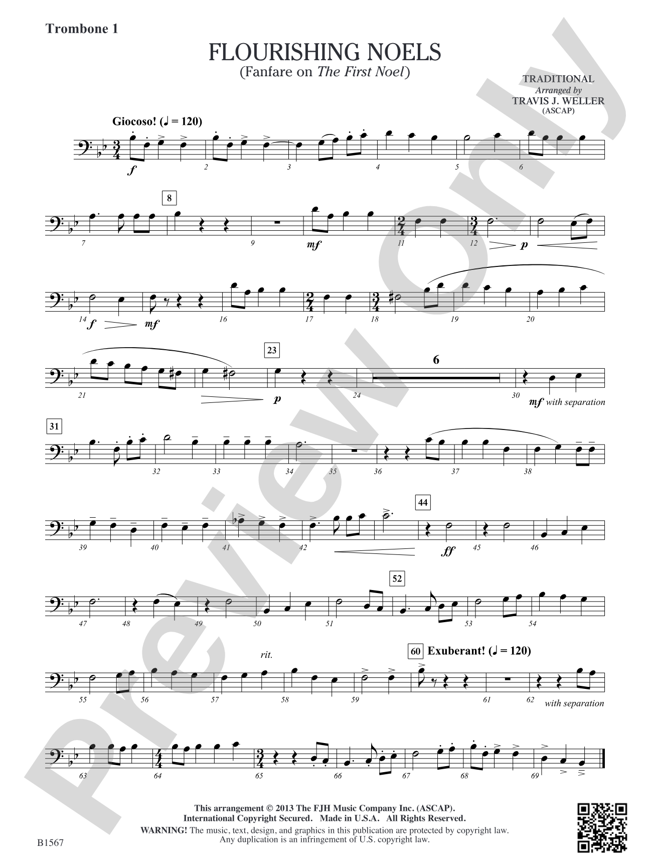 Flourishing Noels (Fanfare on The First Noel): Trombone 1