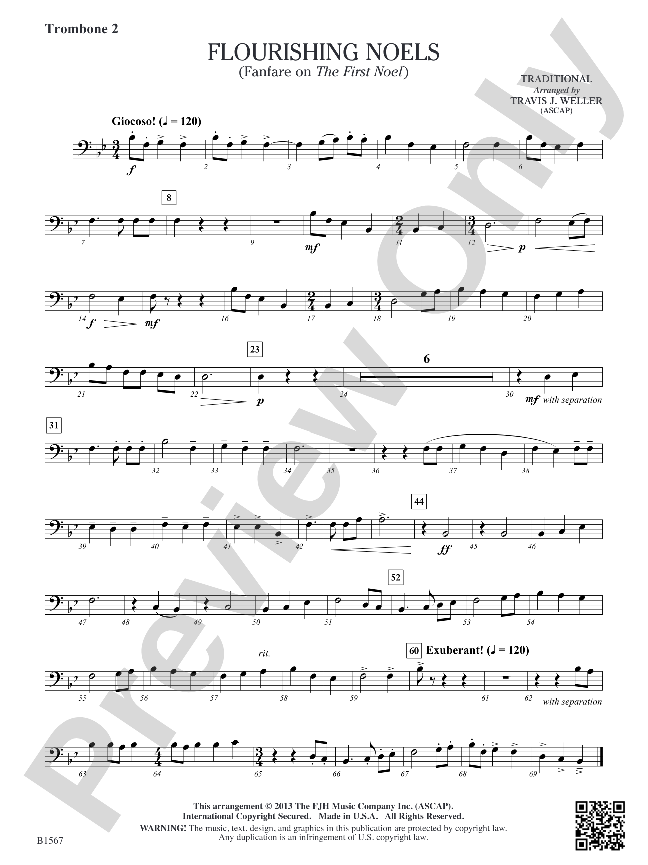 Flourishing Noels (Fanfare on The First Noel): Trombone 2