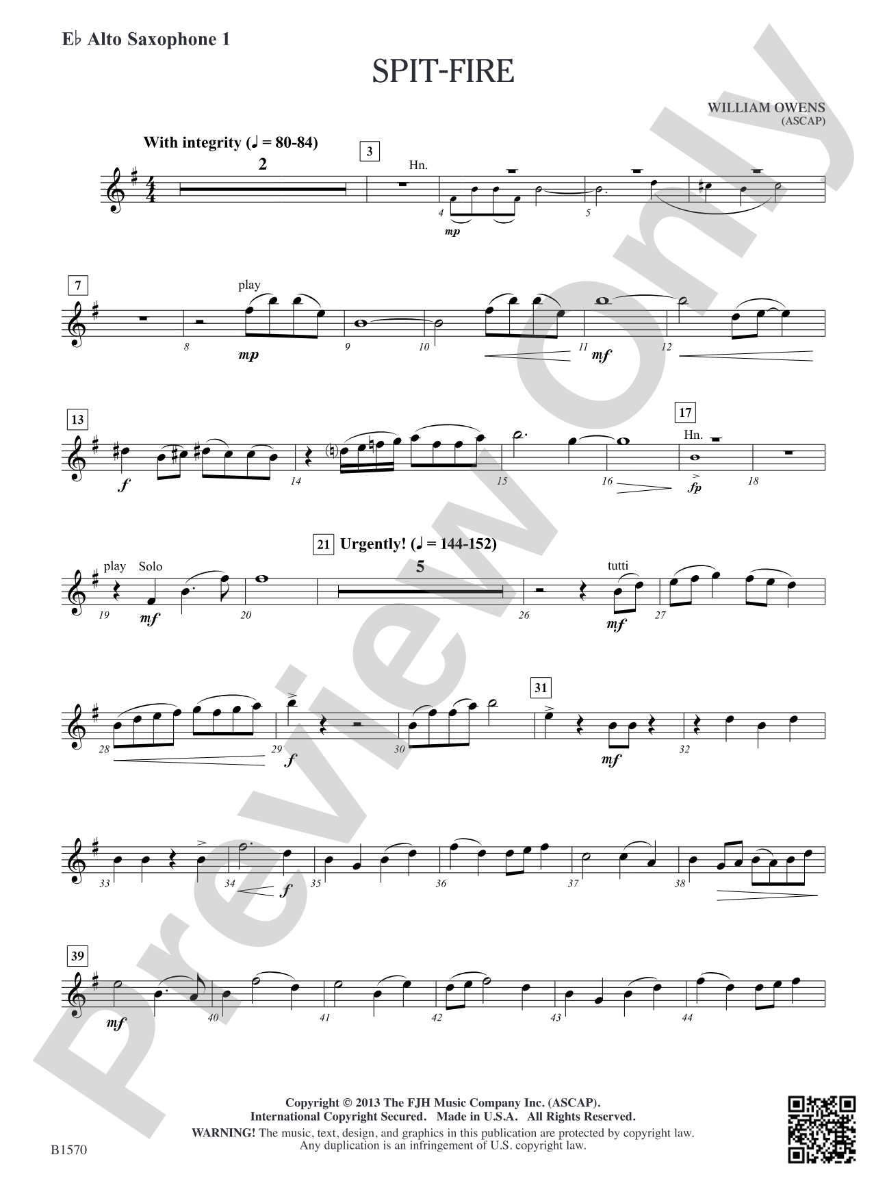 Spit-Fire: E-flat Alto Saxophone 1