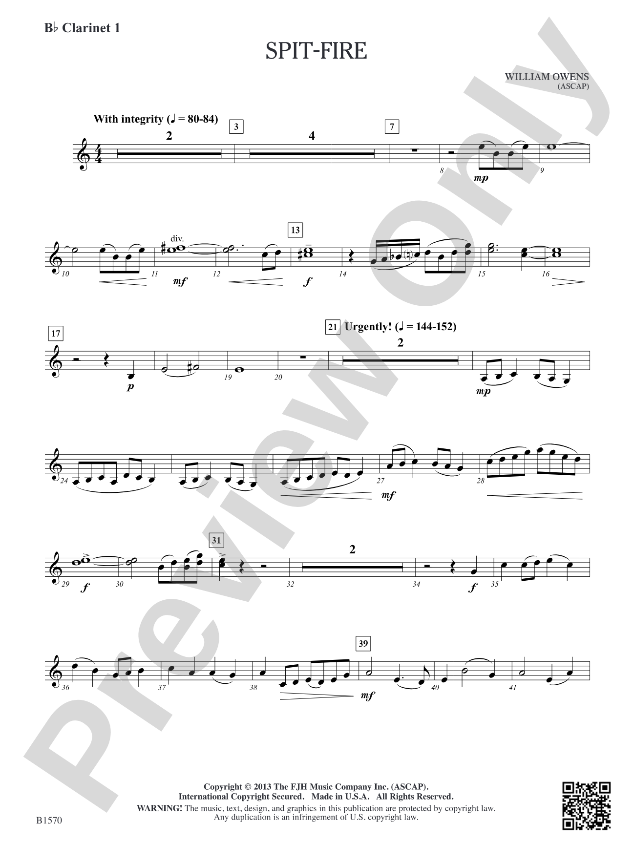 Spit-Fire: B-flat Clarinet 1