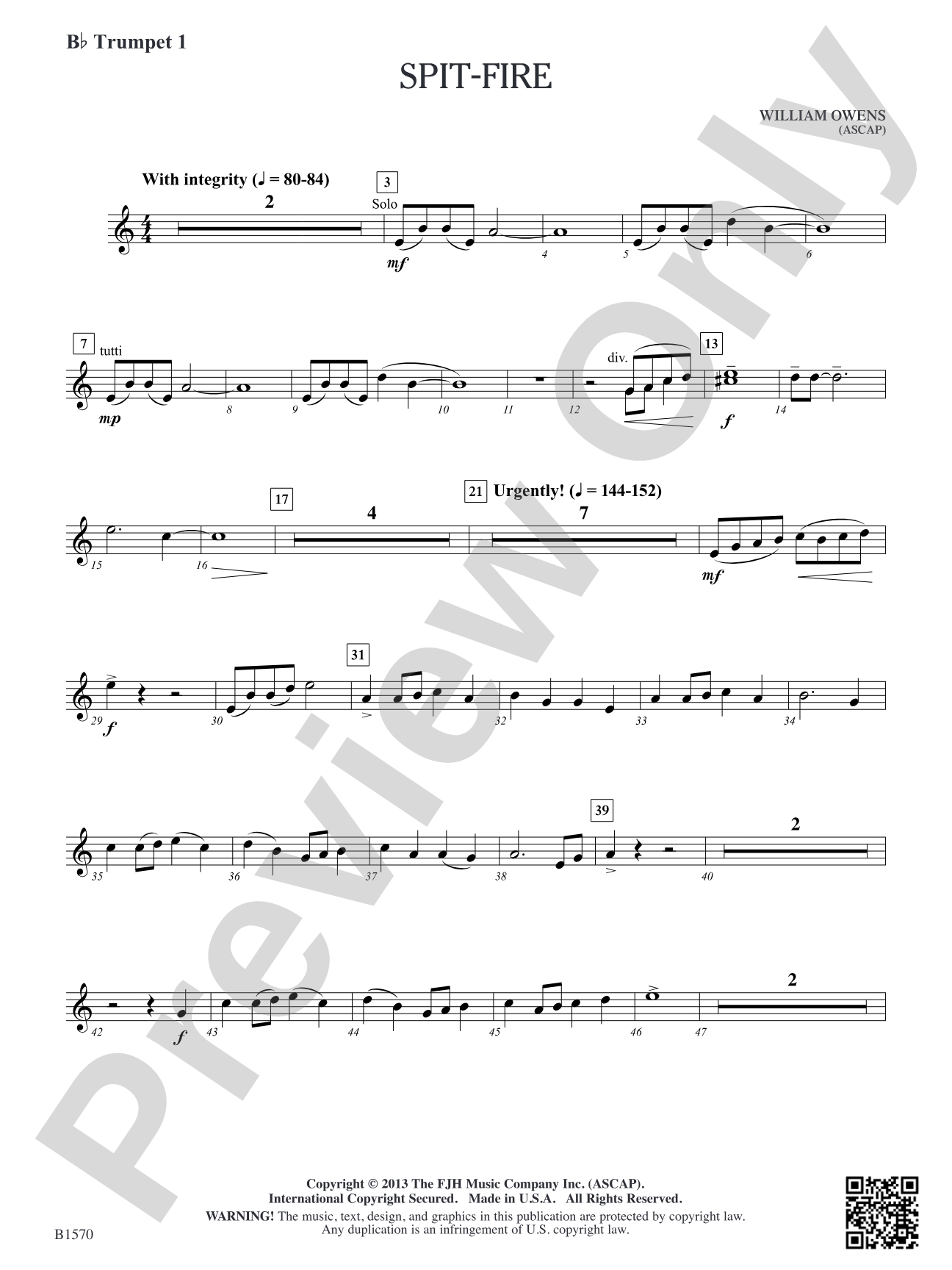 Spit-Fire: B-flat Trumpet 1