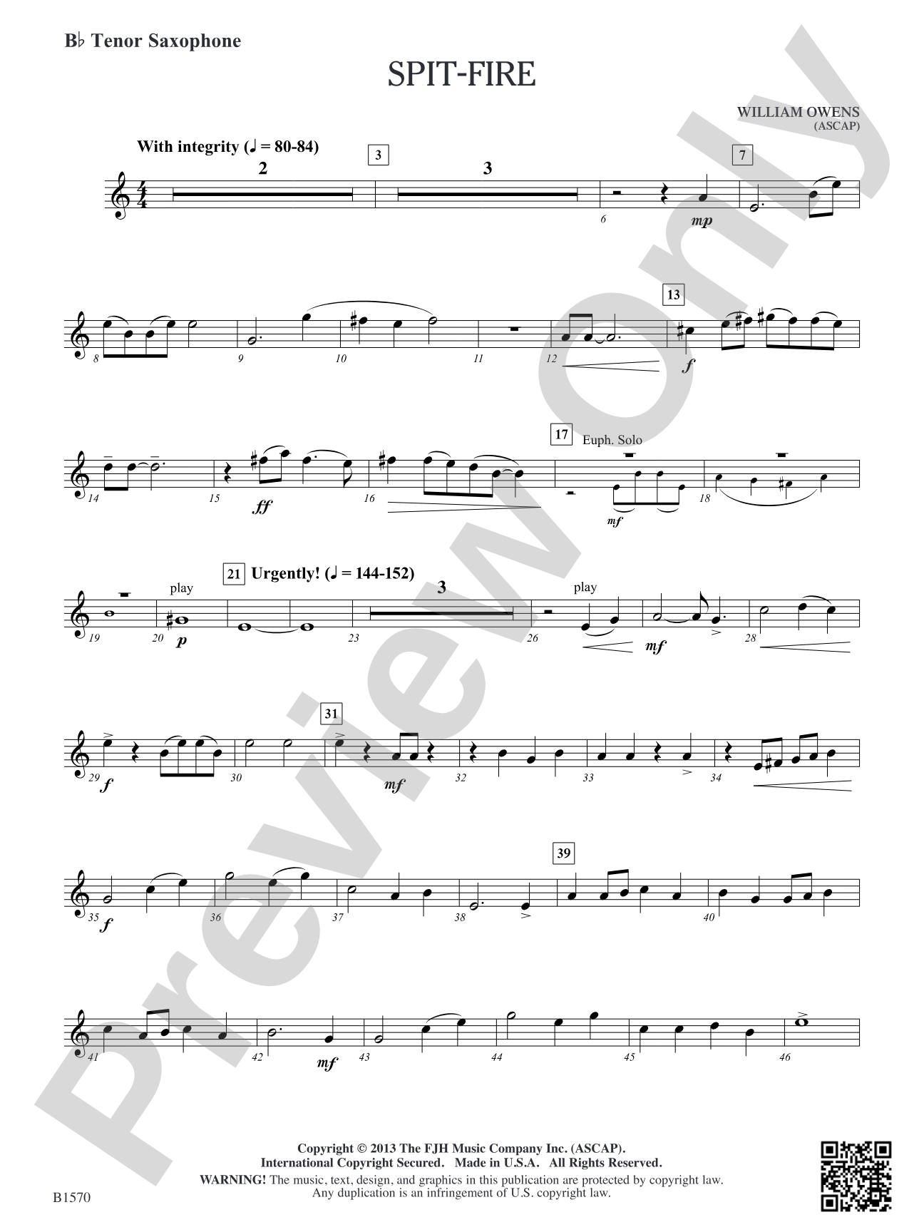 Spit-Fire: B-flat Tenor Saxophone