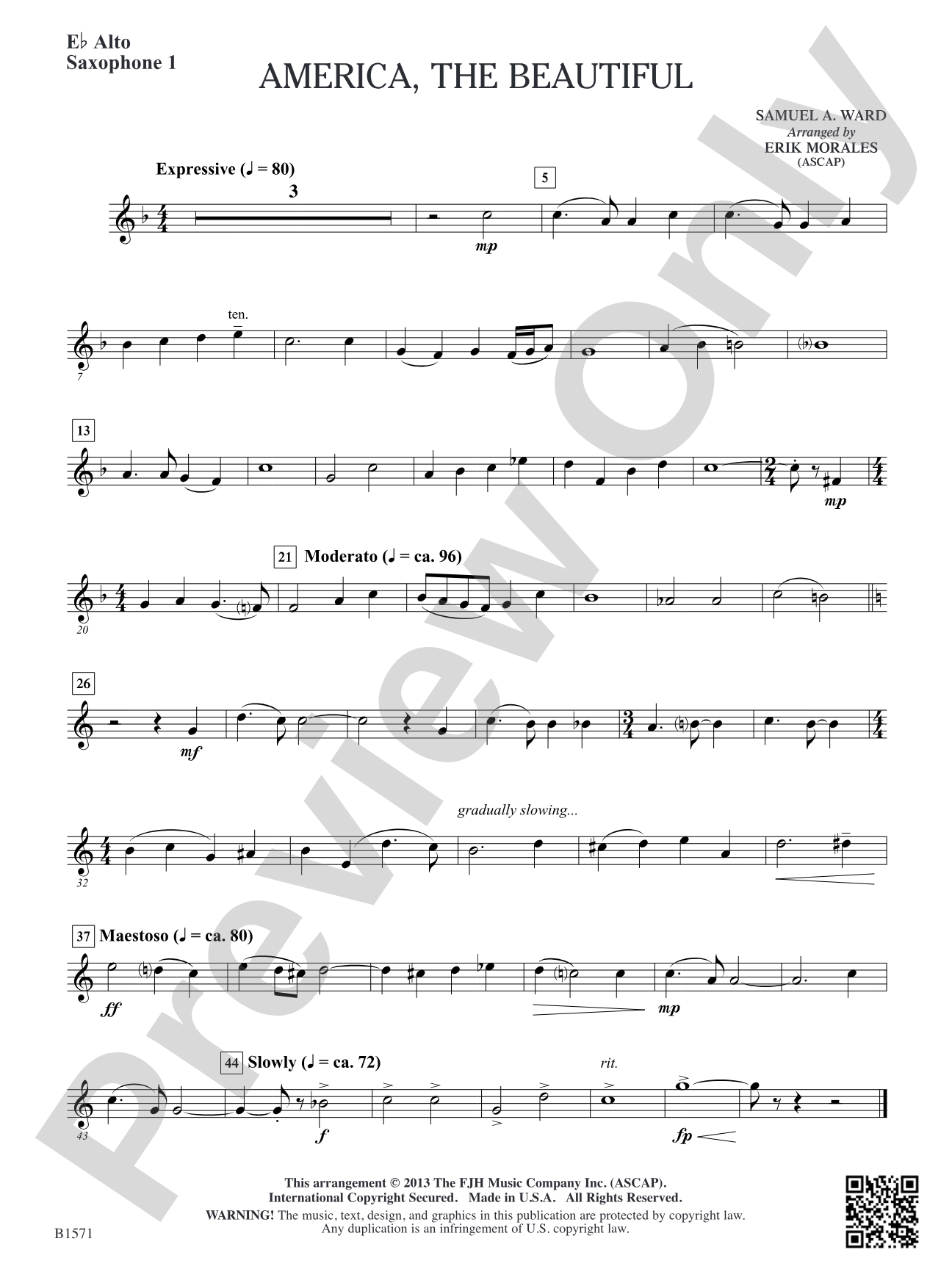 America, The Beautiful: E-flat Alto Saxophone 1