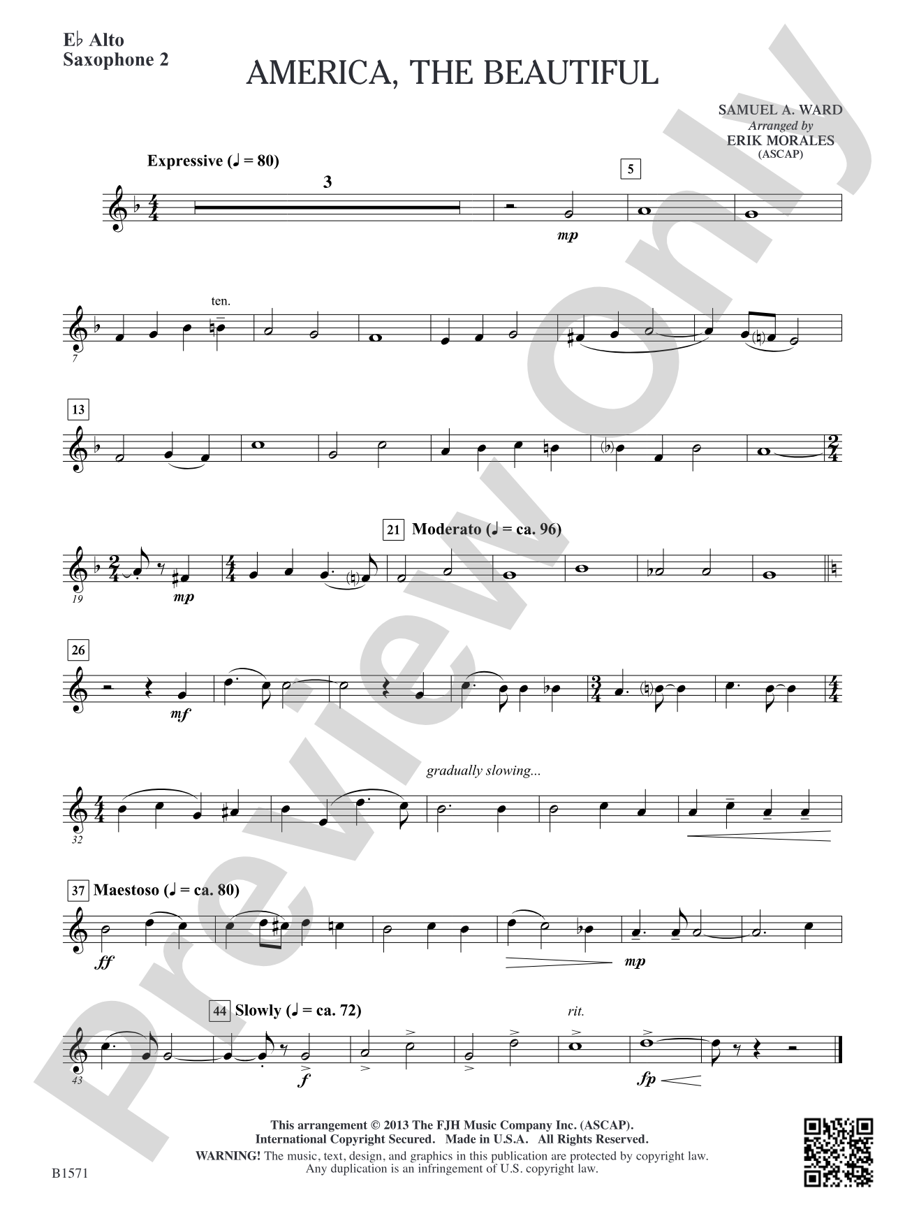 America, The Beautiful: E-flat Alto Saxophone 2