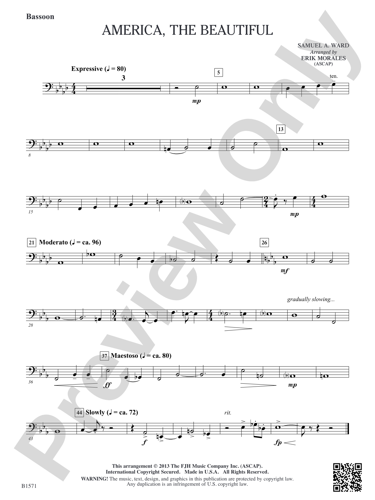 America, The Beautiful: Bassoon