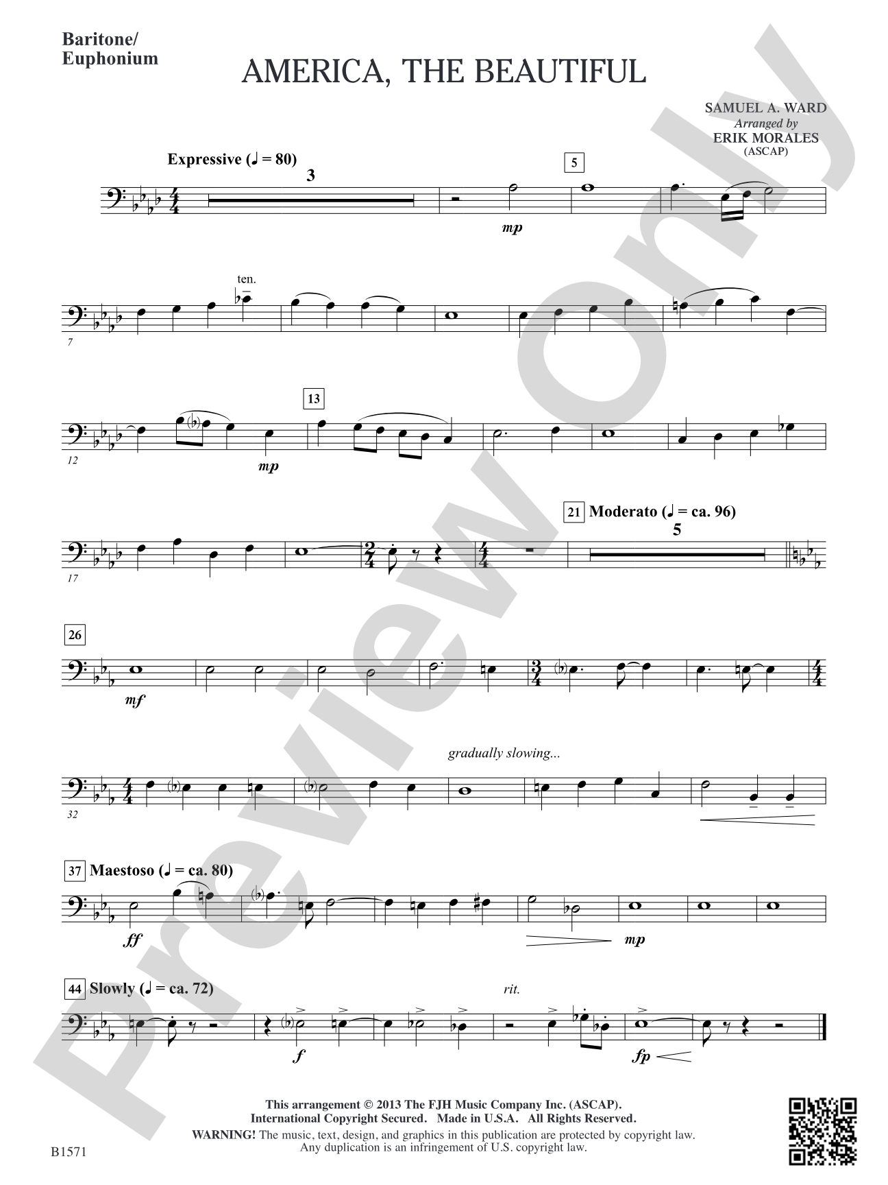 America, The Beautiful: Baritone/Euphonium