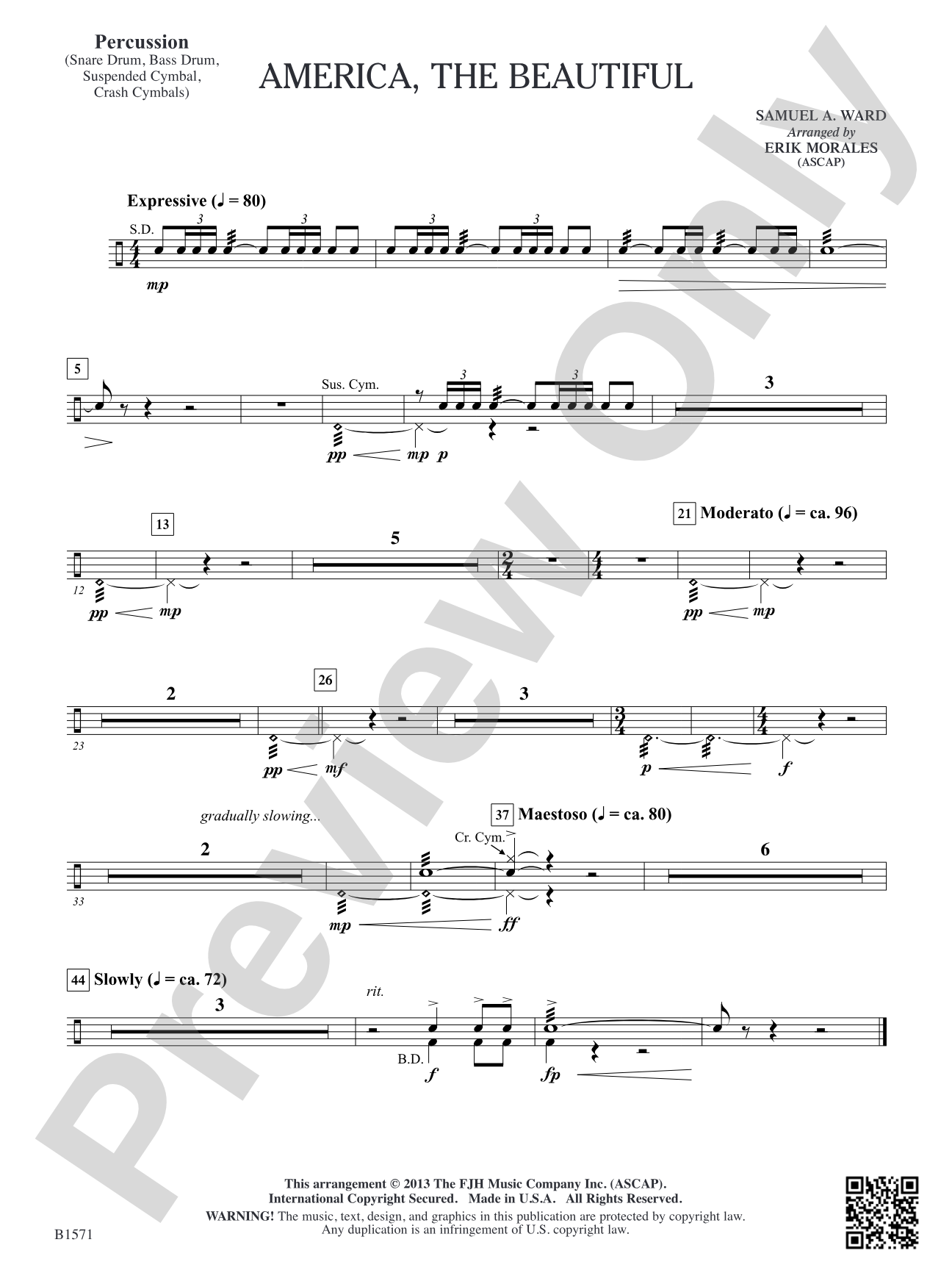 America, The Beautiful: Percussion