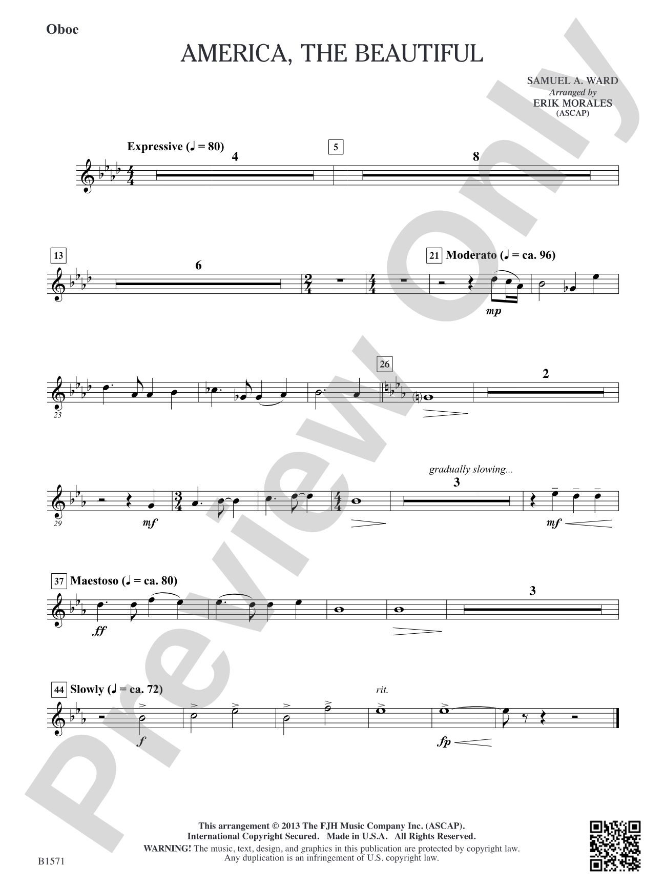 America, The Beautiful: Oboe