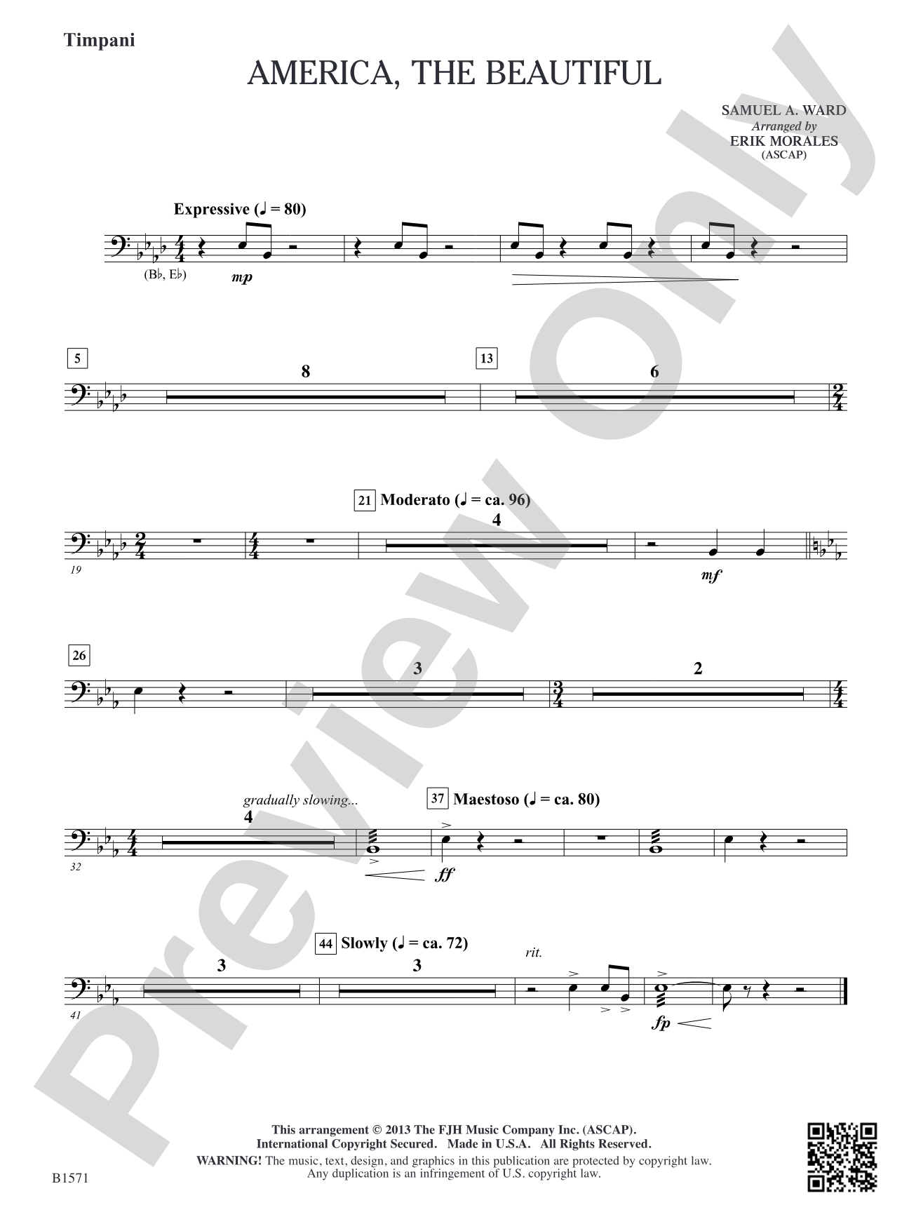 America, The Beautiful: Timpani