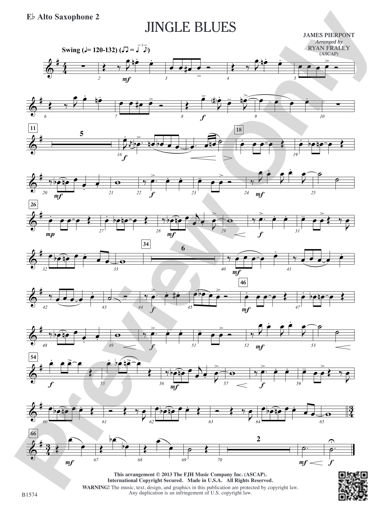 Jingle Blues: E-flat Alto Saxophone 2