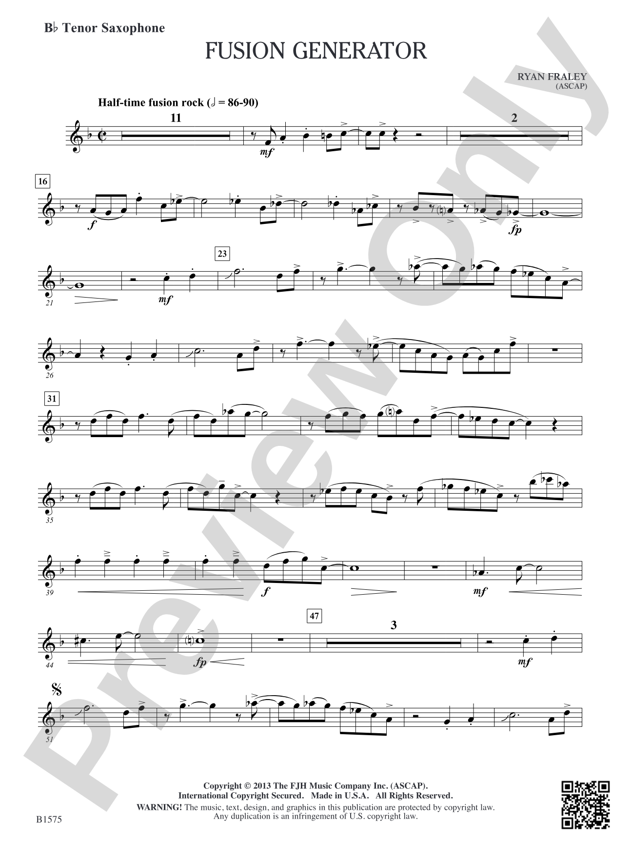 Fusion Generator: B-flat Tenor Saxophone