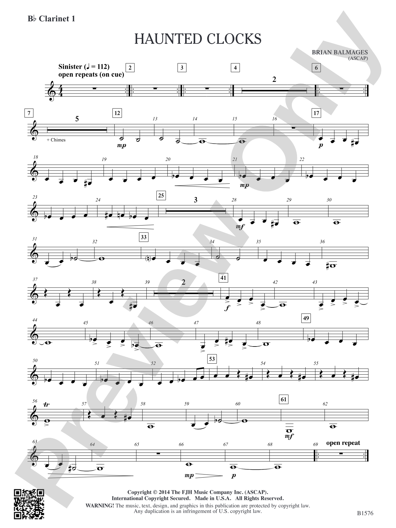 Haunted Clocks: B-flat Clarinet 1